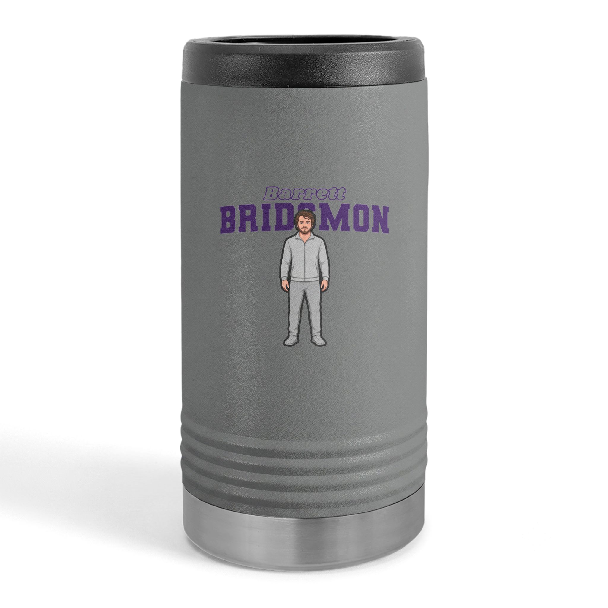 Slim Stainless Can Cooler — character_name_arch in Grey