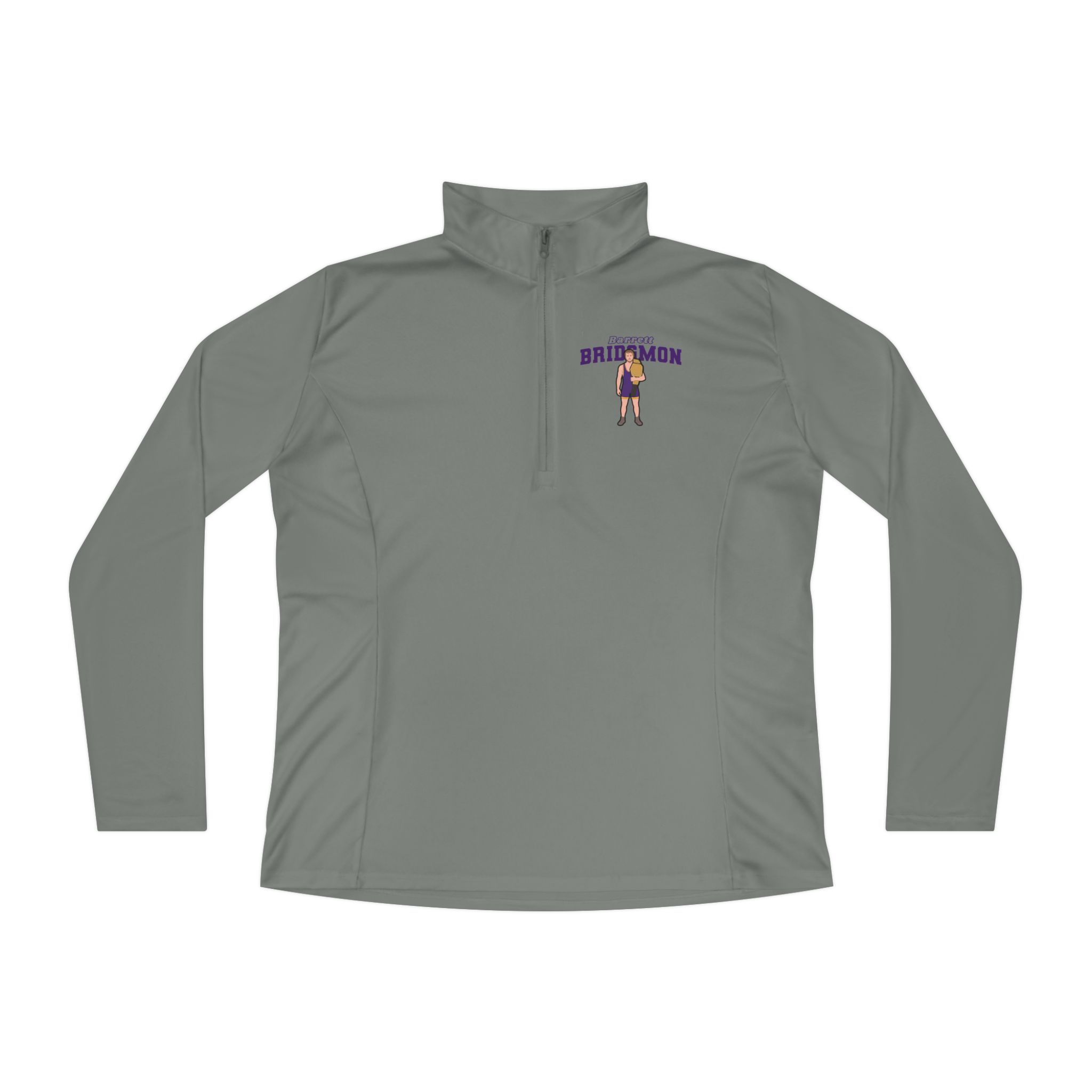 Women's Q-Zip Pullover — character_name_arch in Grey