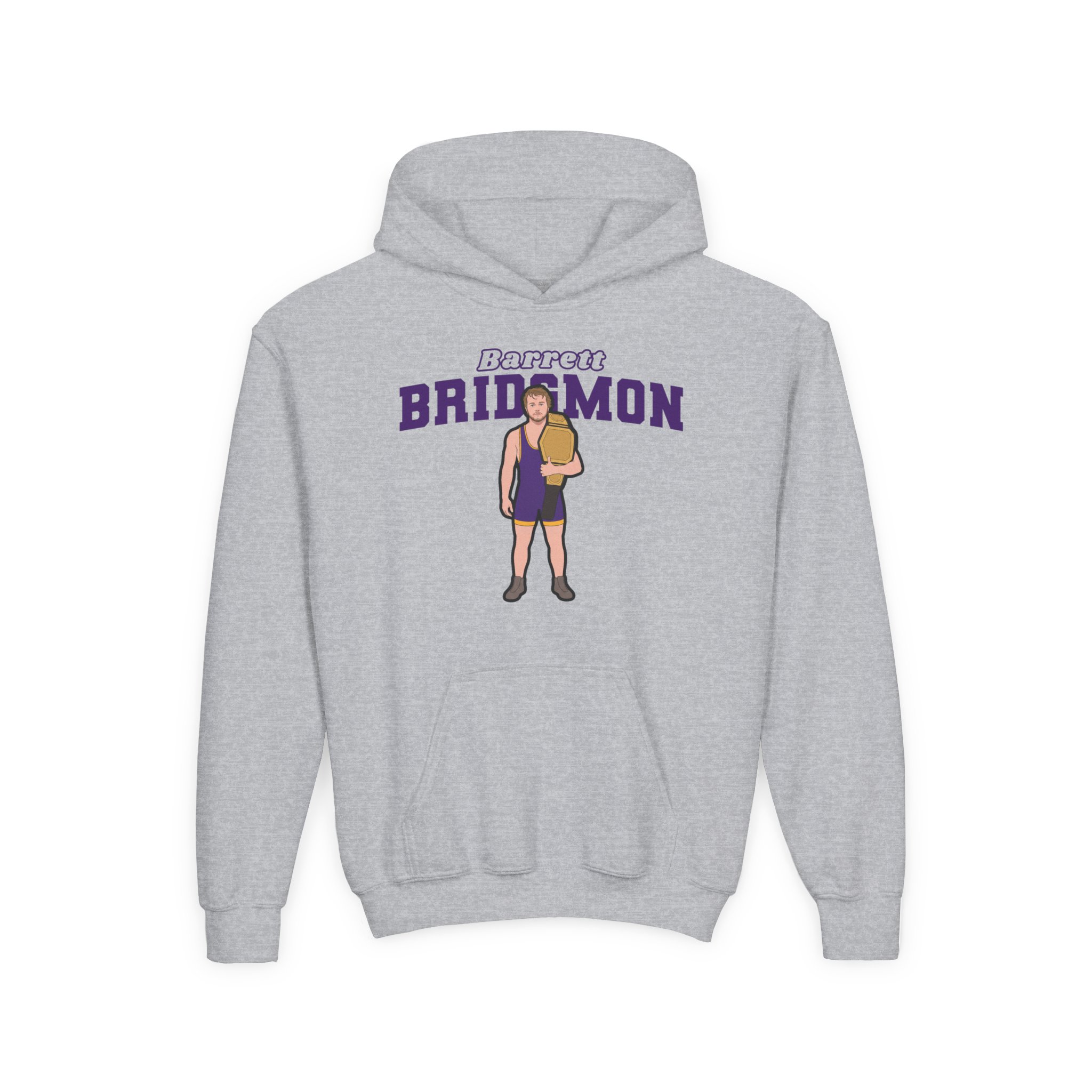 Youth Hoodie — character_name_arch in Grey