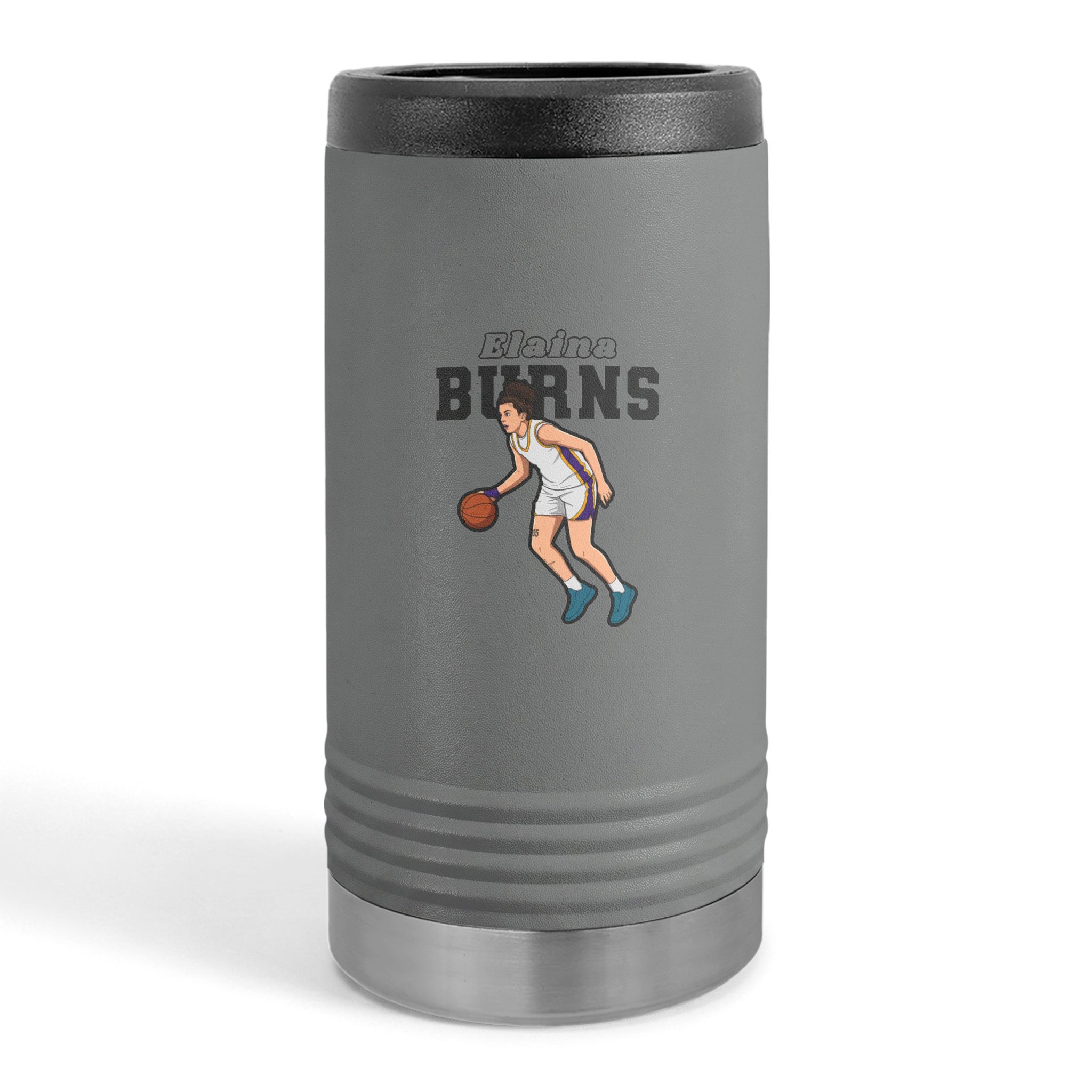 Slim Stainless Can Cooler — character_name_arch in Grey