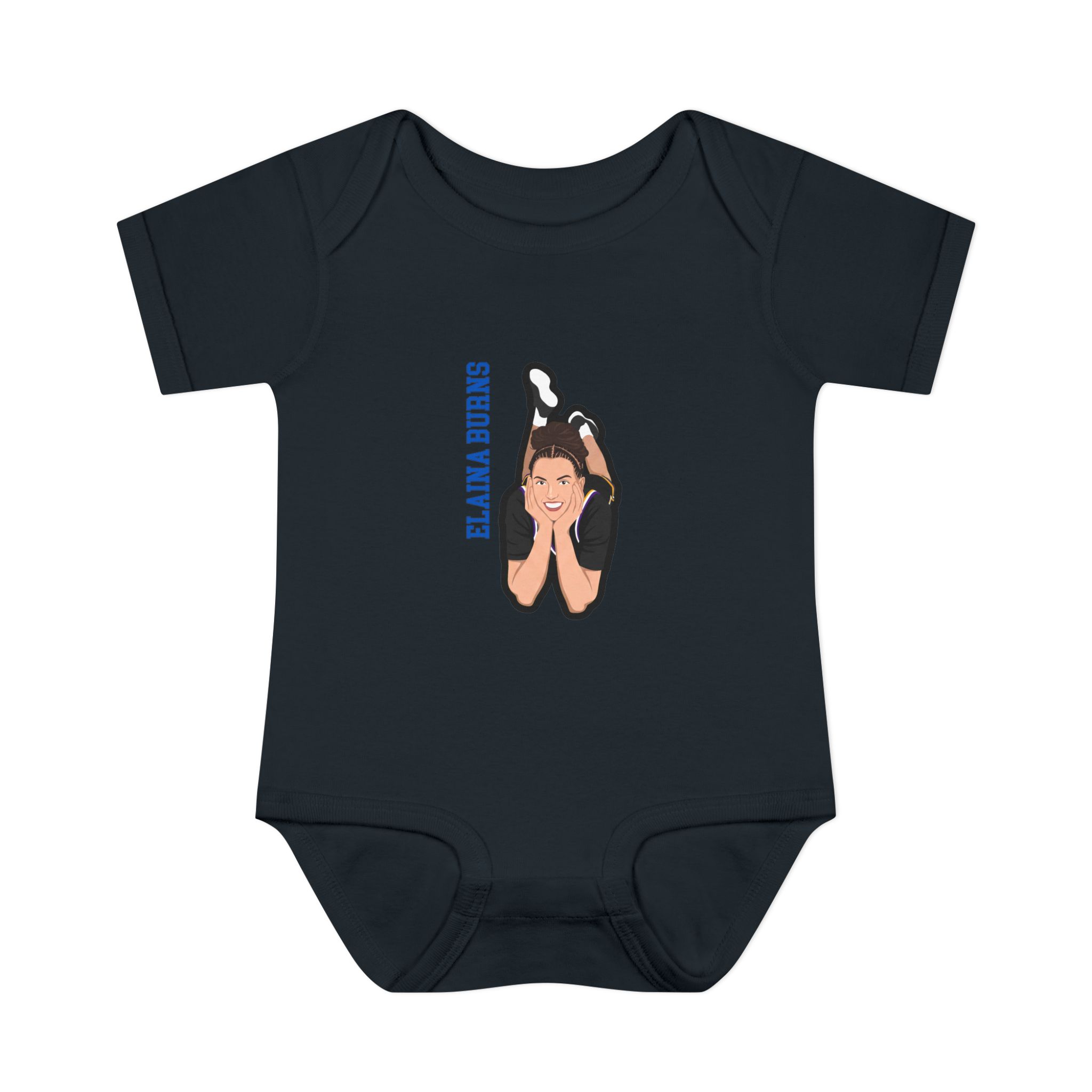 Baby Onesie — character_name_vertical in Black