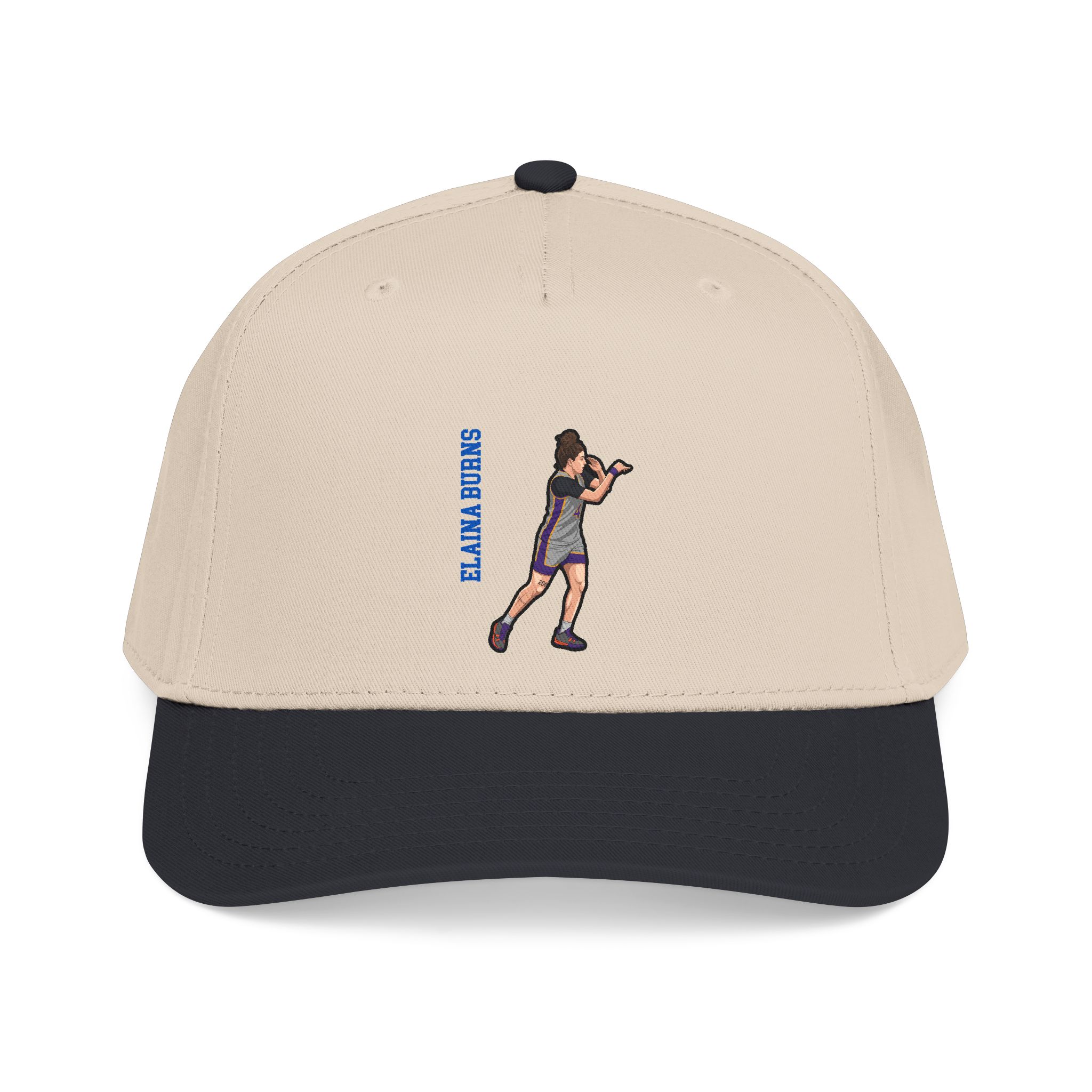 Baseball Cap — character_name_vertical in Black / Natural