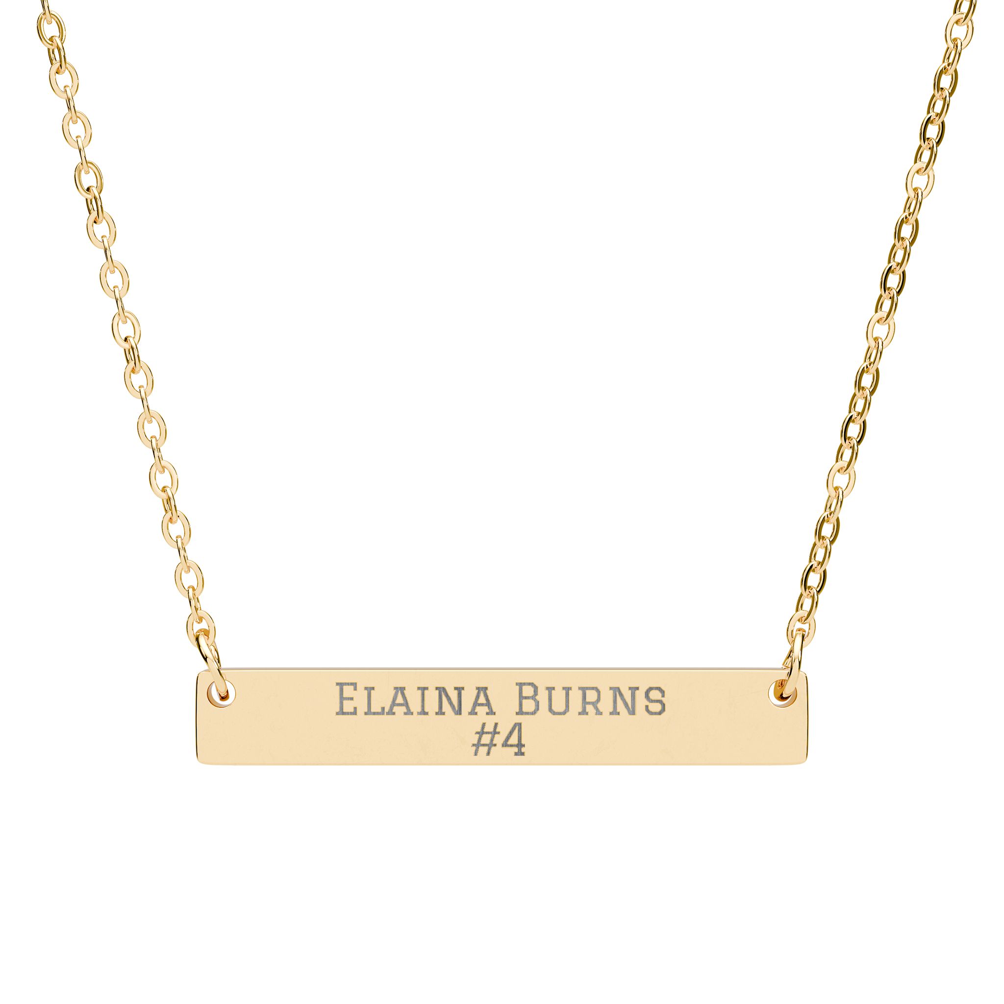 Engraved Bar Necklace — Name & Number in Gold
