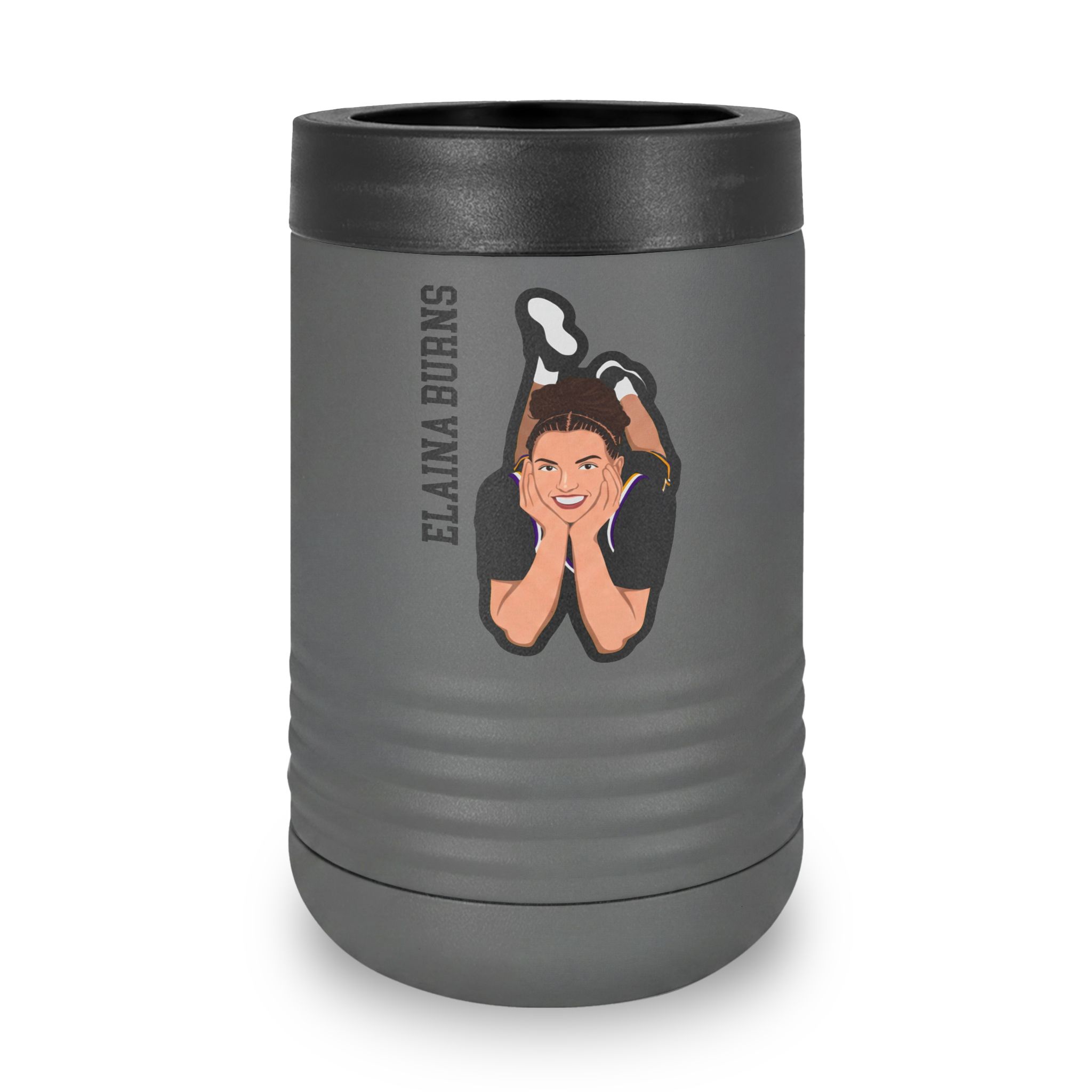 Stainless Can Cooler — character_name_vertical in Grey