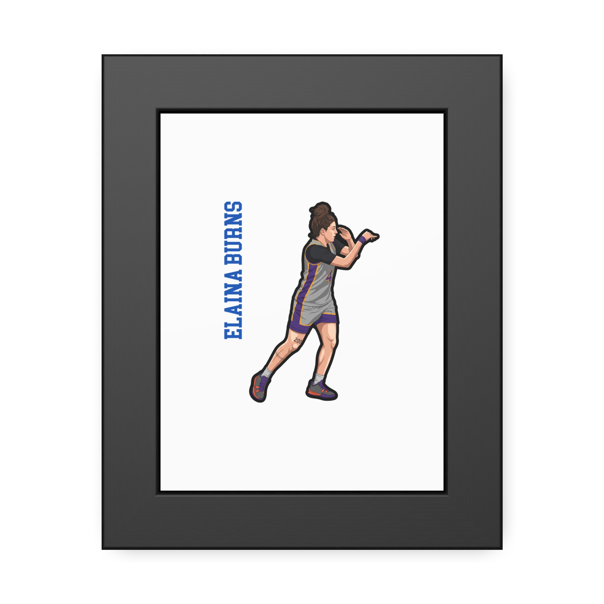 Framed Poster — character_name_vertical in Black