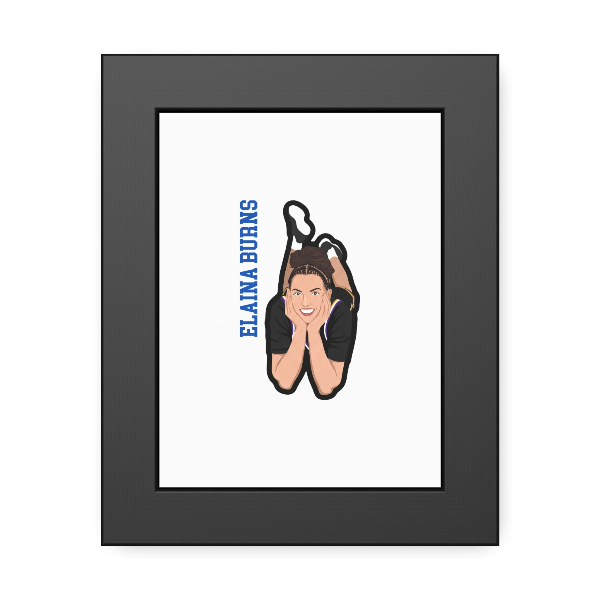 Framed Poster — character_name_vertical in Black