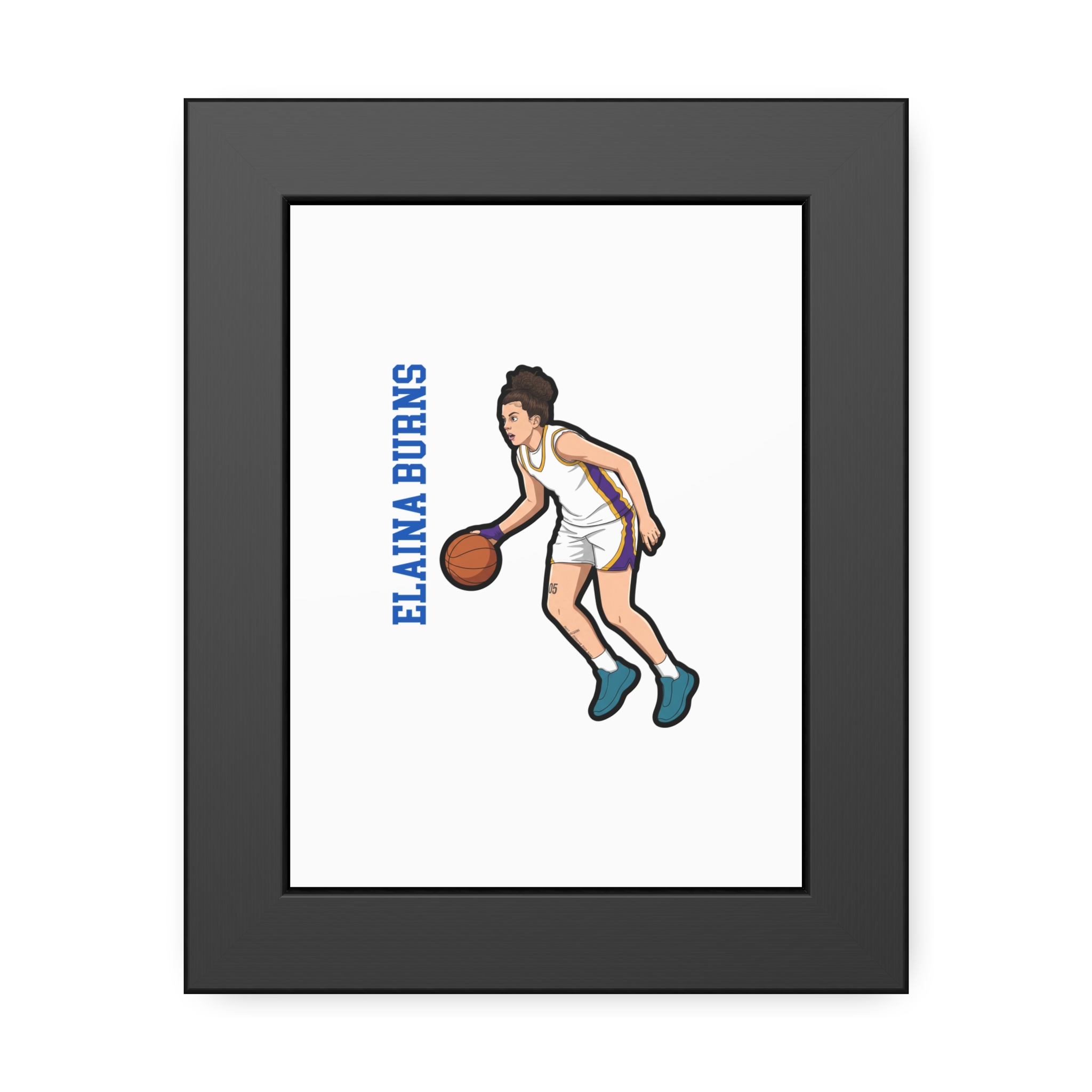 Framed Poster — character_name_vertical in Black