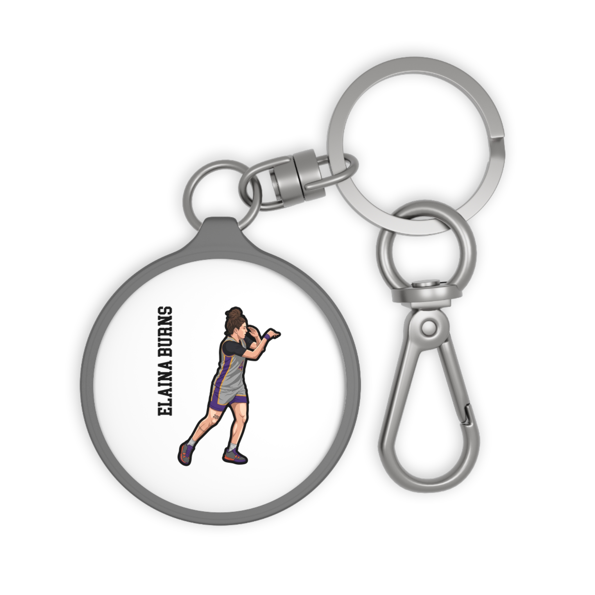 Keychain — character_name_vertical in Grey