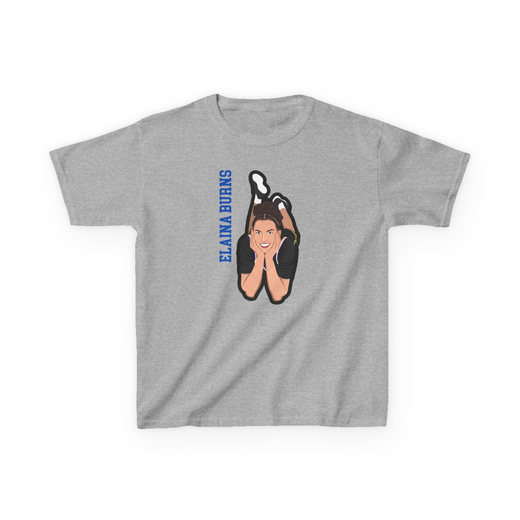 Youth Tee — character_name_vertical in Grey