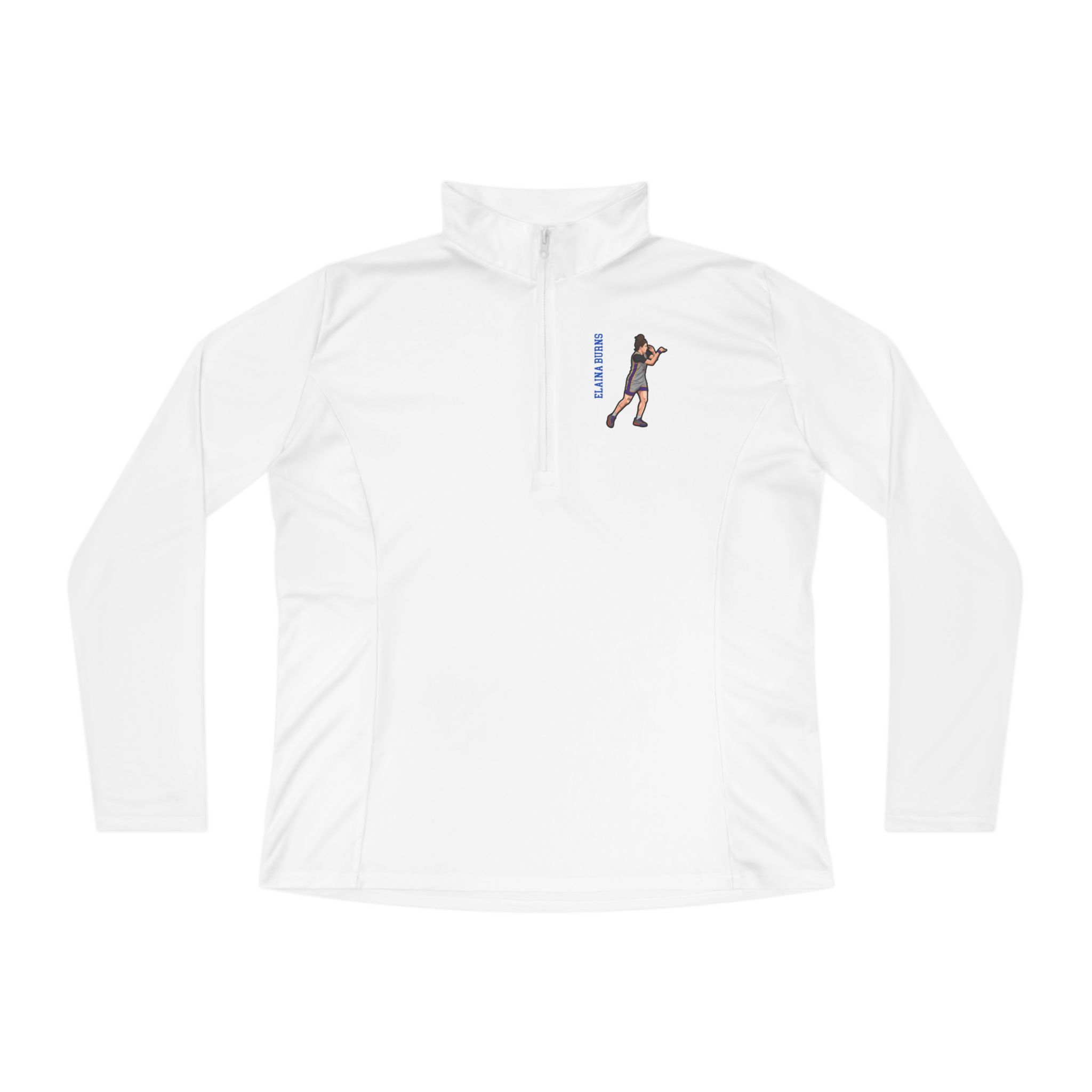Women's Q-Zip Pullover — character_name_vertical in White