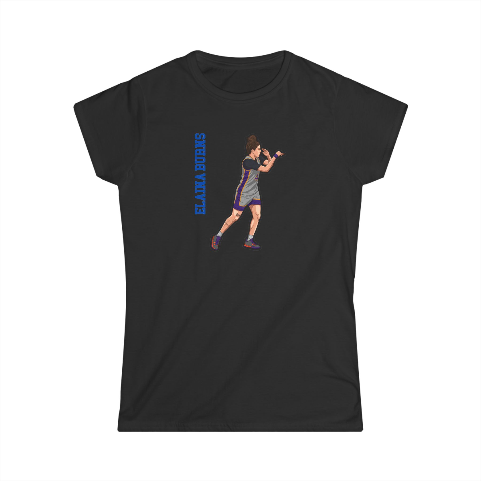 Women's Softstyle Tee — character_name_vertical in Black