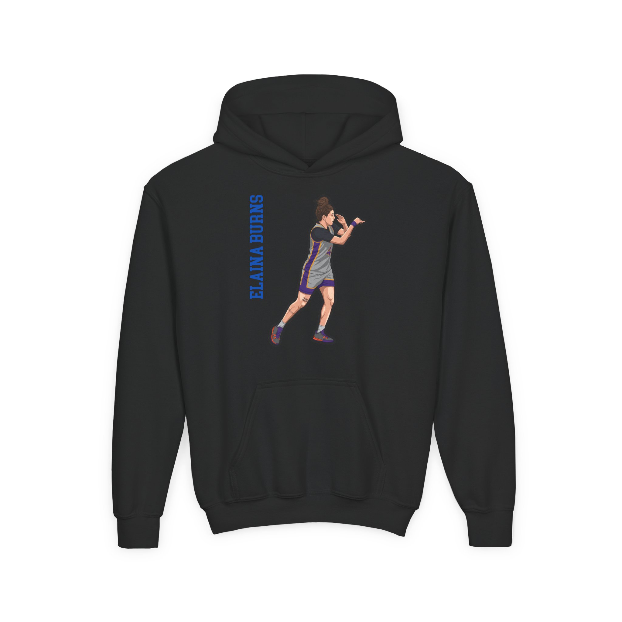 Youth Hoodie — character_name_vertical in Black