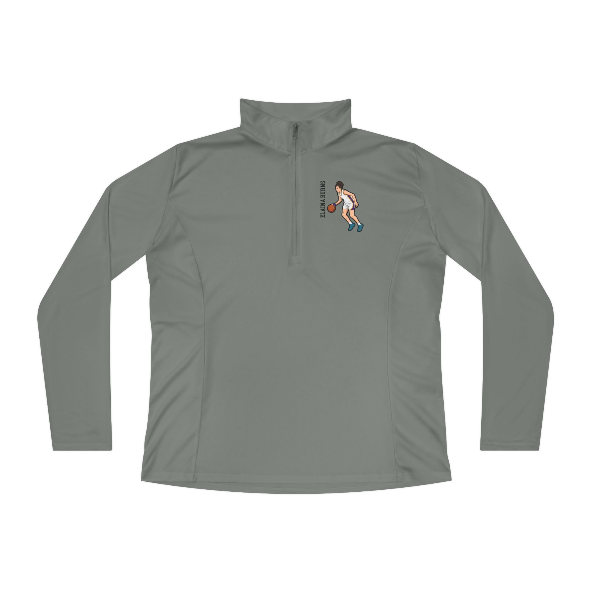 Women's Q-Zip Pullover — character_name_vertical in Grey