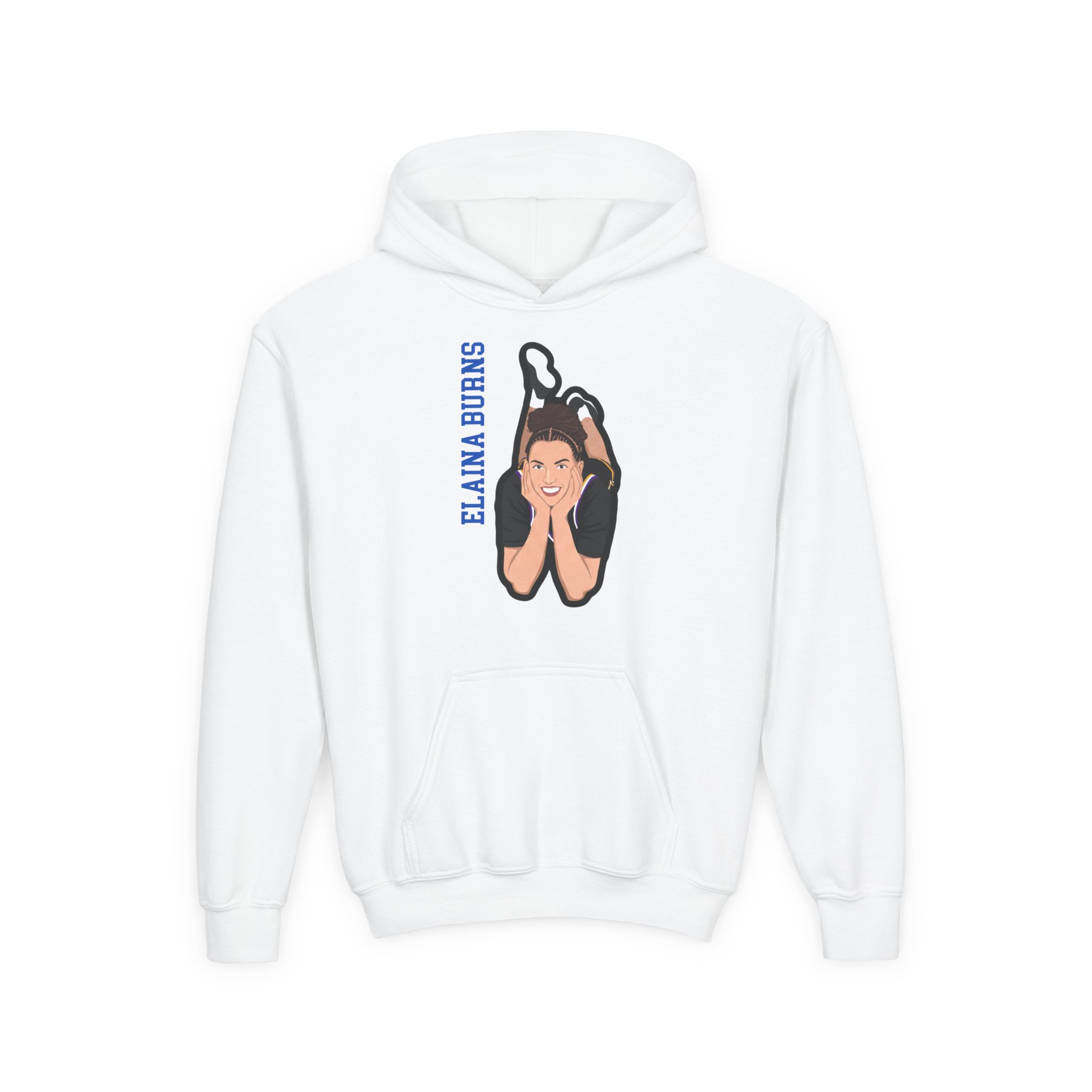 Youth Hoodie — character_name_vertical in White