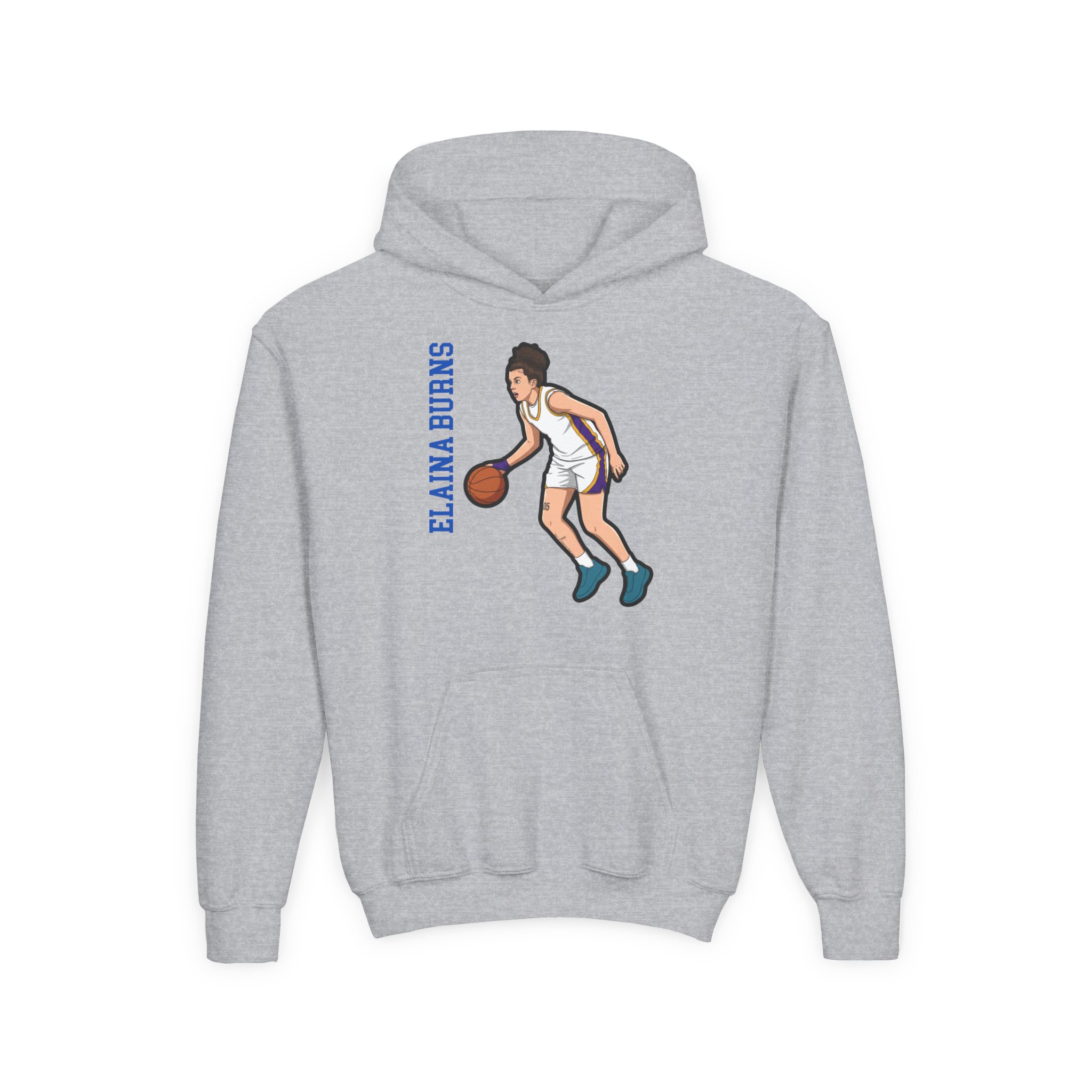 Youth Hoodie — character_name_vertical in Grey