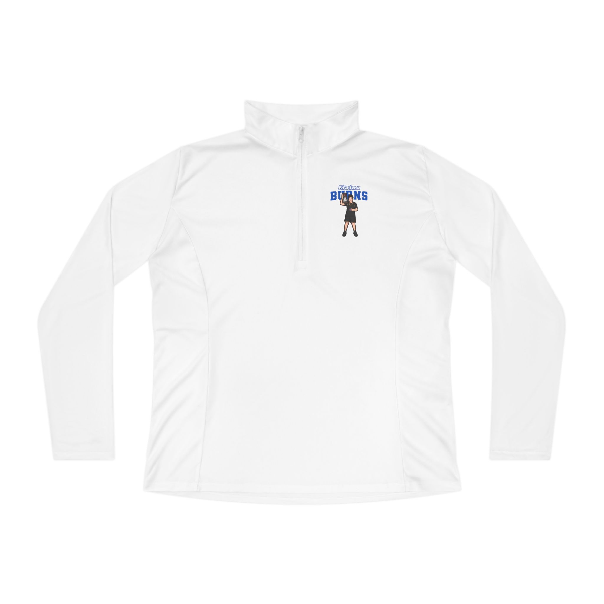 Women's Q-Zip Pullover — character_name_arch in White