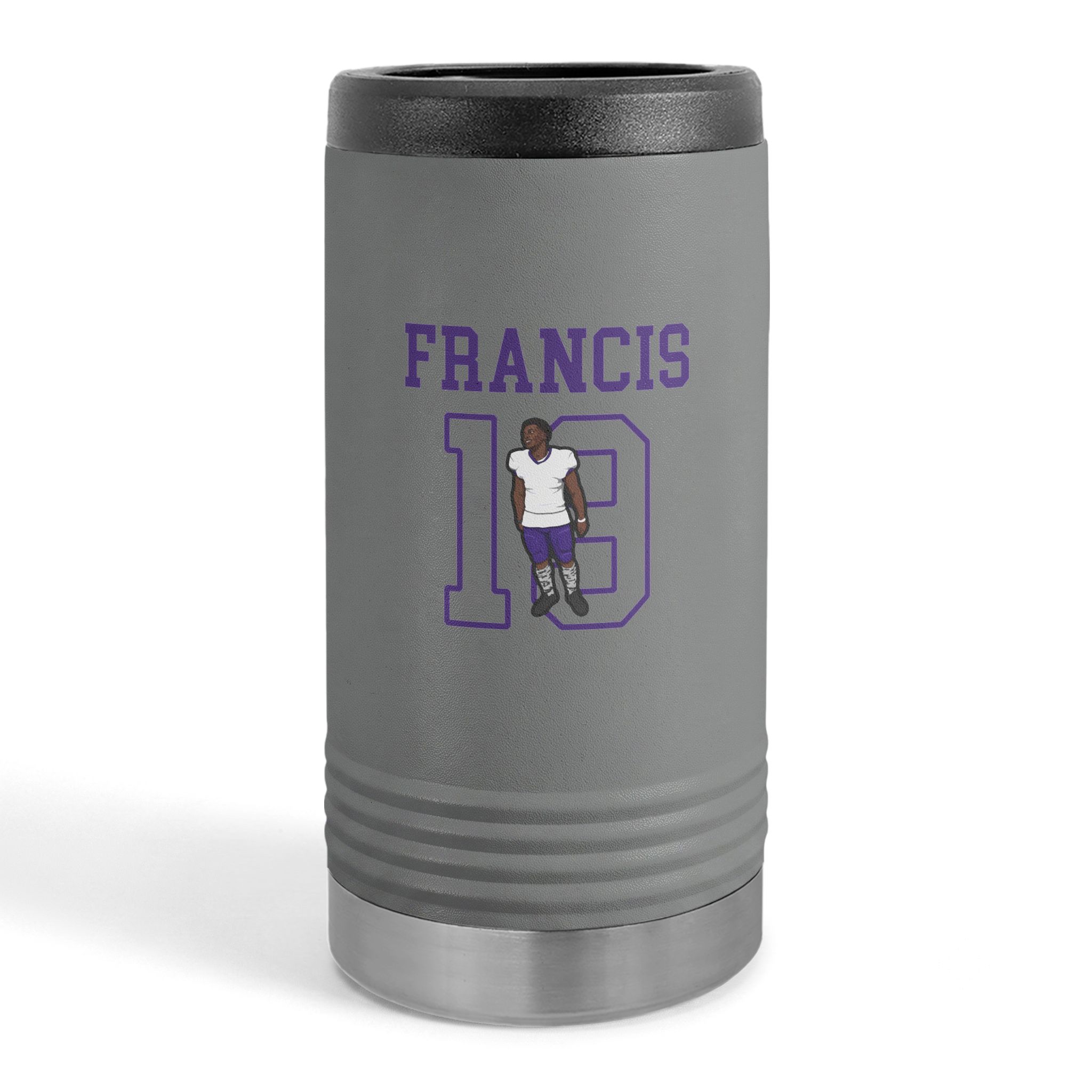 Slim Stainless Can Cooler — character_shirsey in Grey