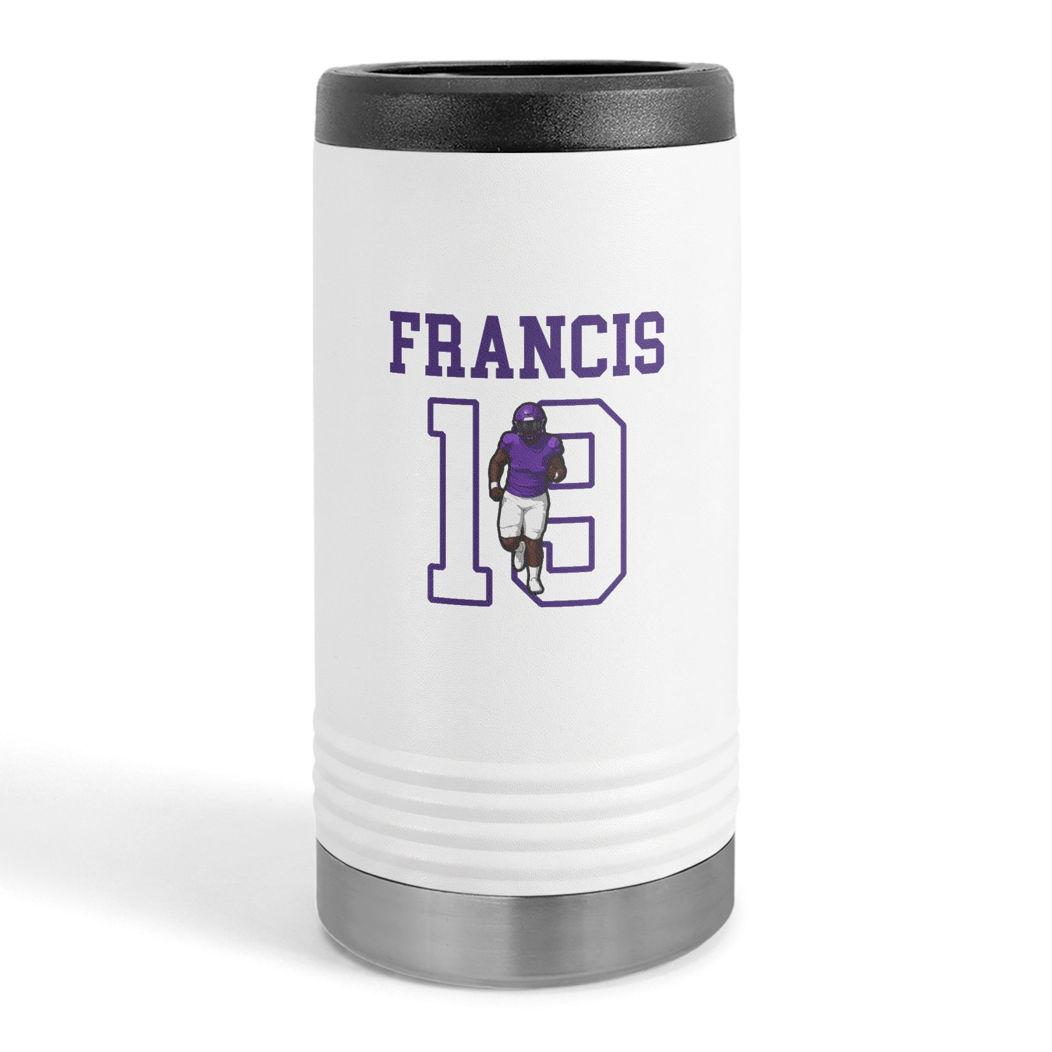 Slim Stainless Can Cooler — character_shirsey in White