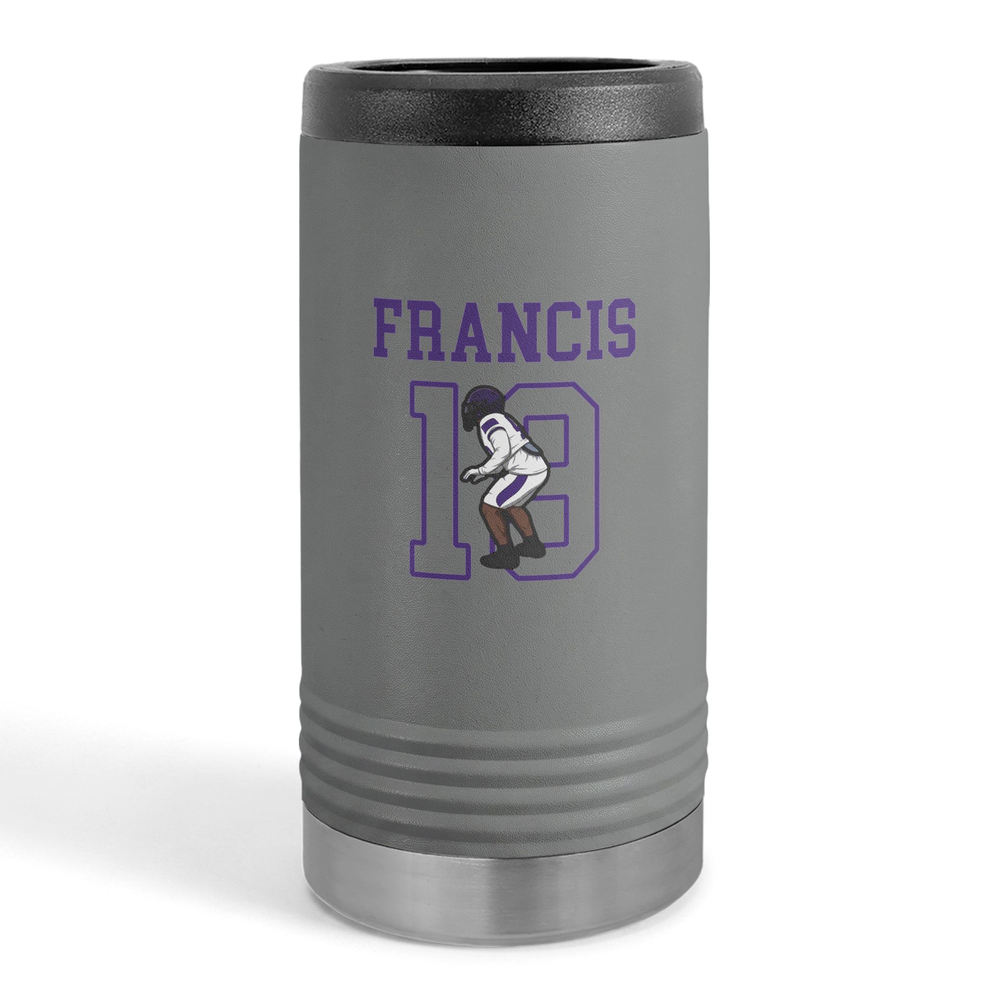 Slim Stainless Can Cooler — character_shirsey in Grey