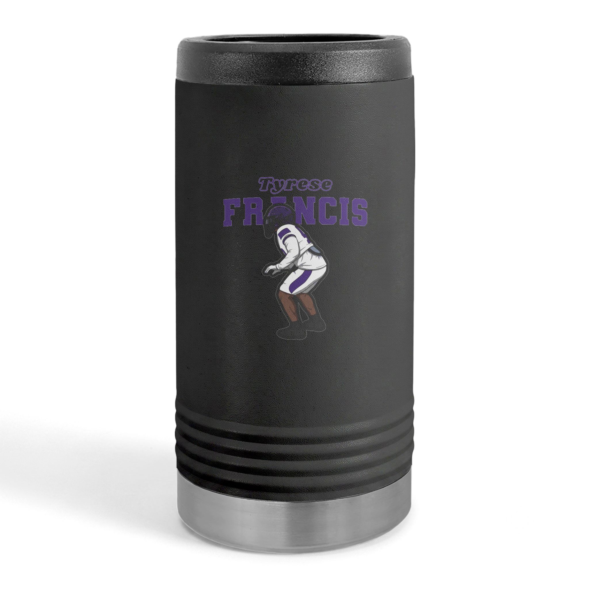 Slim Stainless Can Cooler — character_name_arch in Black