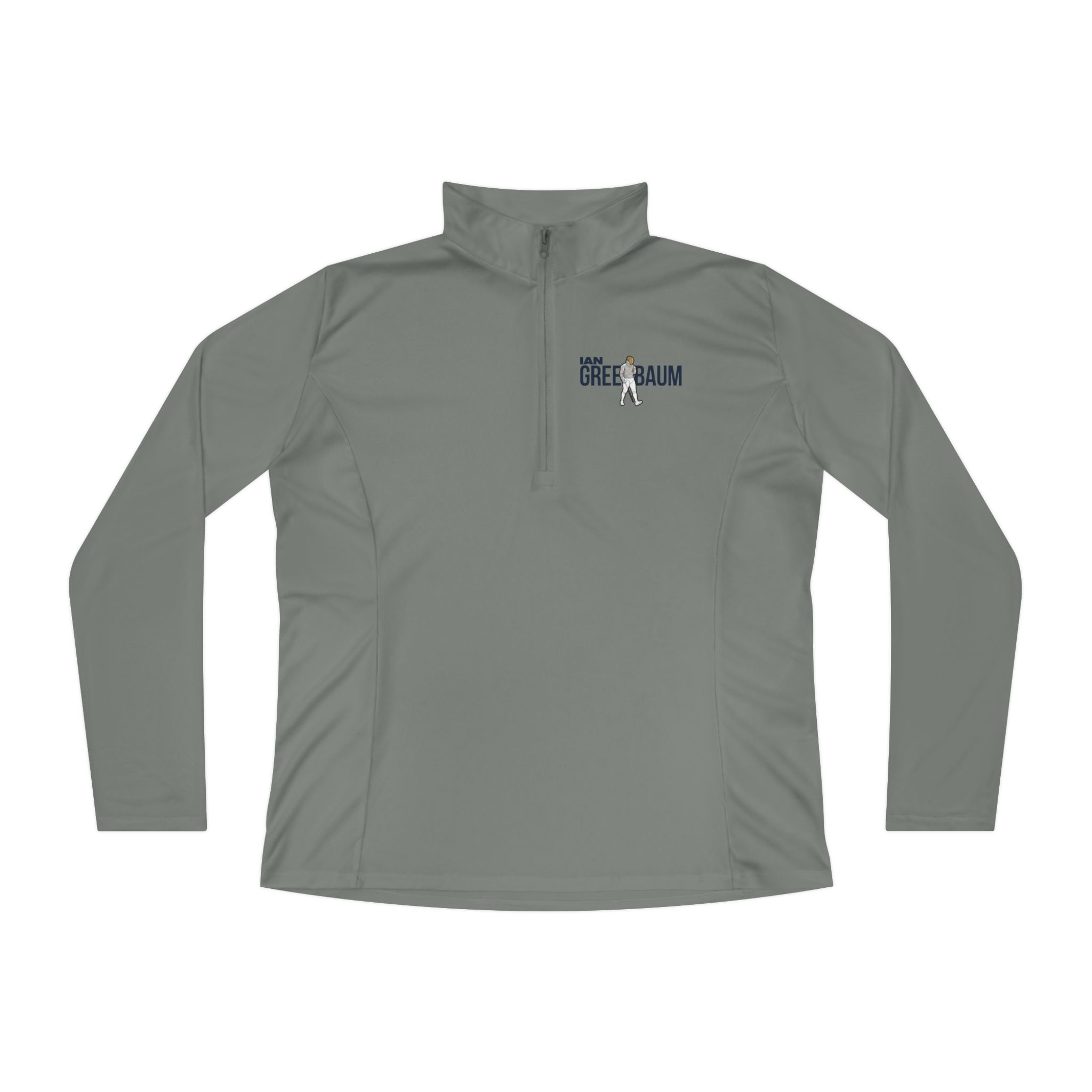 Women's Q-Zip Pullover — character_player_name in Grey