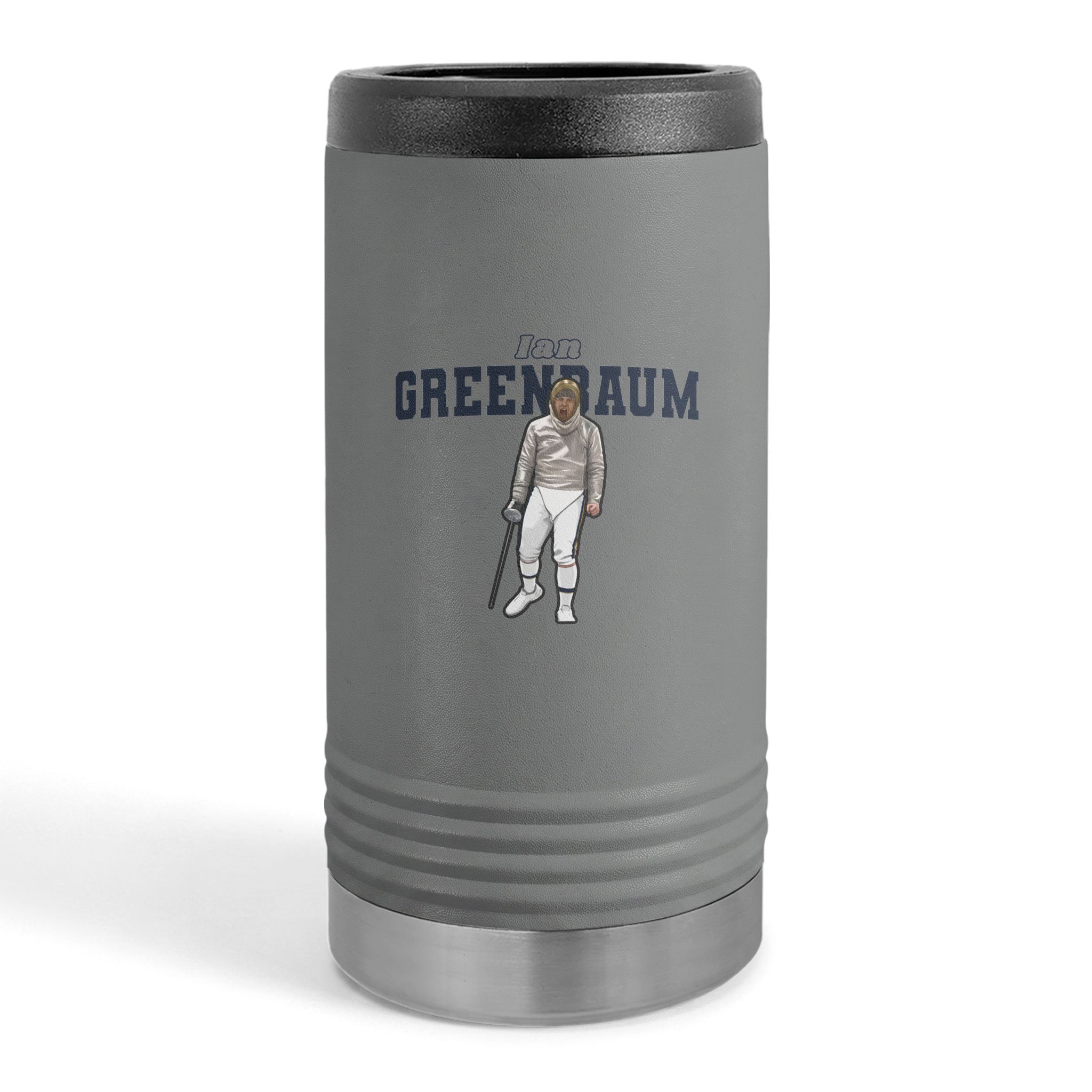 Slim Stainless Can Cooler — character_name_arch in Grey