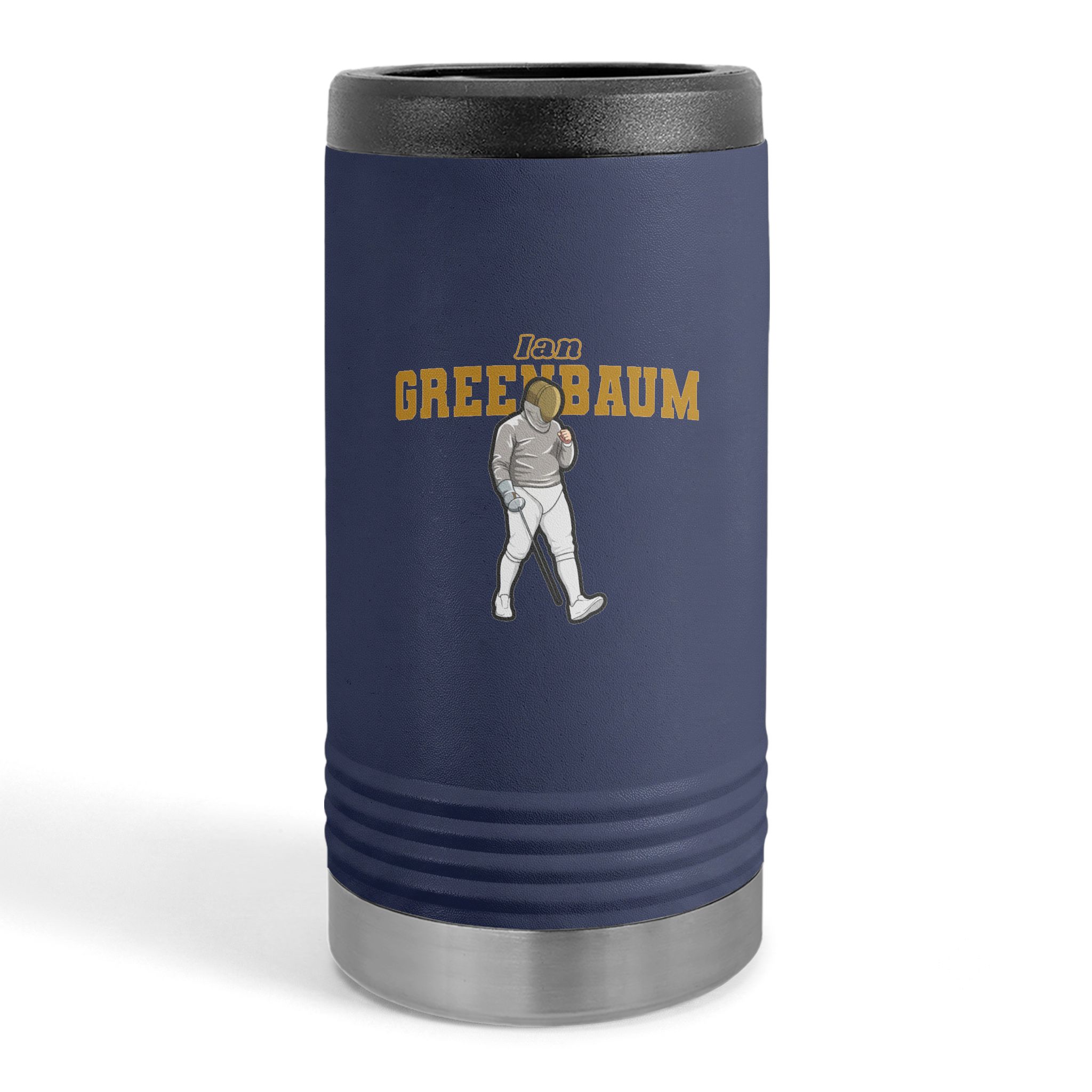Slim Stainless Can Cooler — character_name_arch in Navy