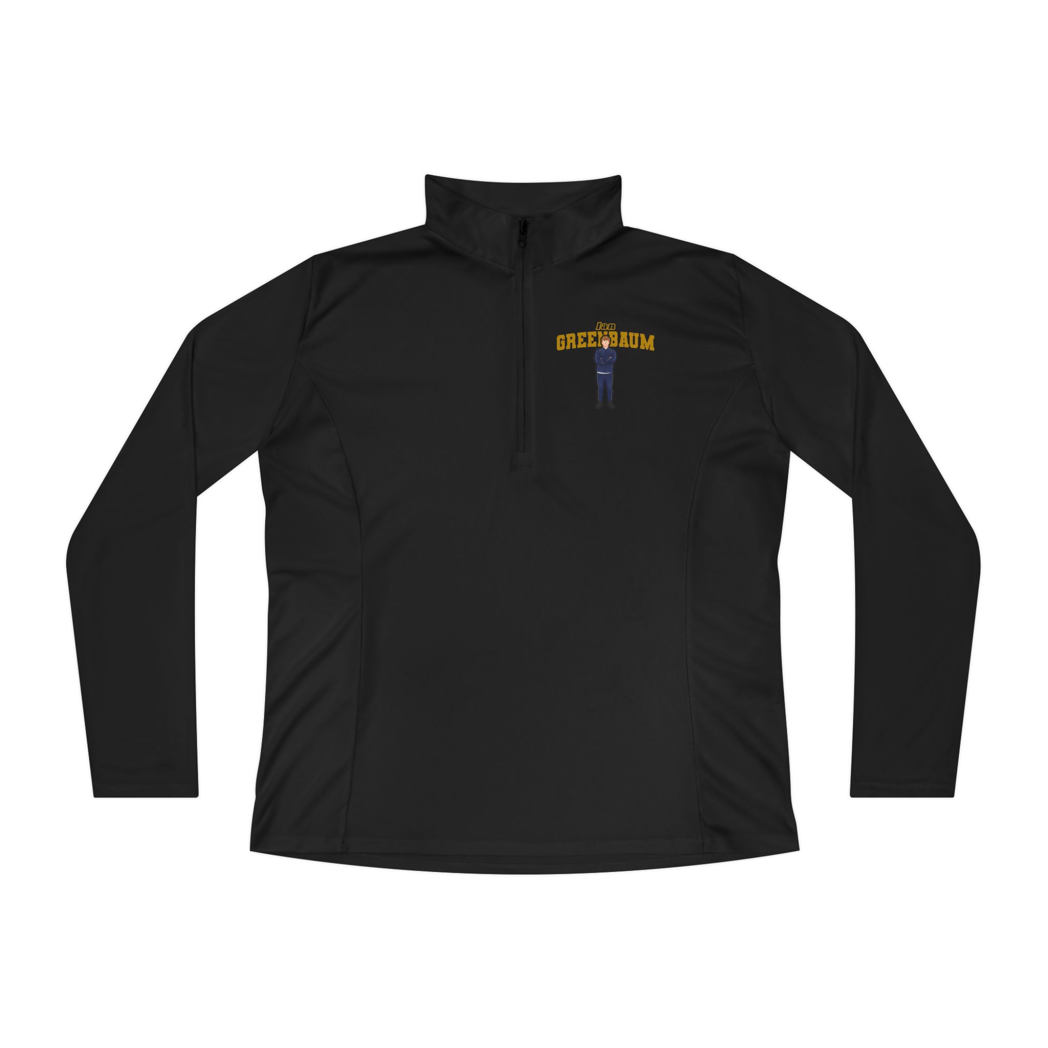 Women's Q-Zip Pullover — character_name_arch in Black