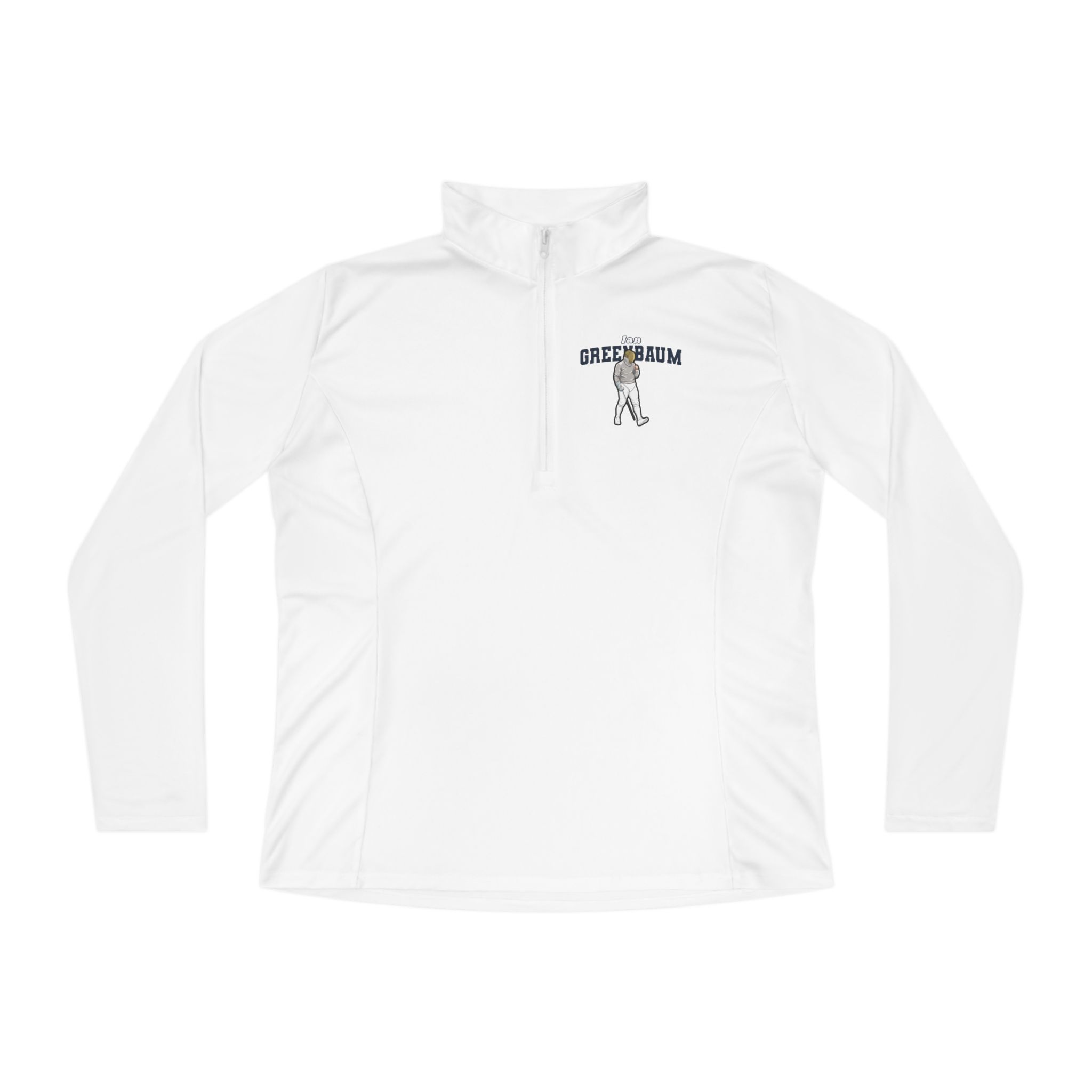Women's Q-Zip Pullover — character_name_arch in White