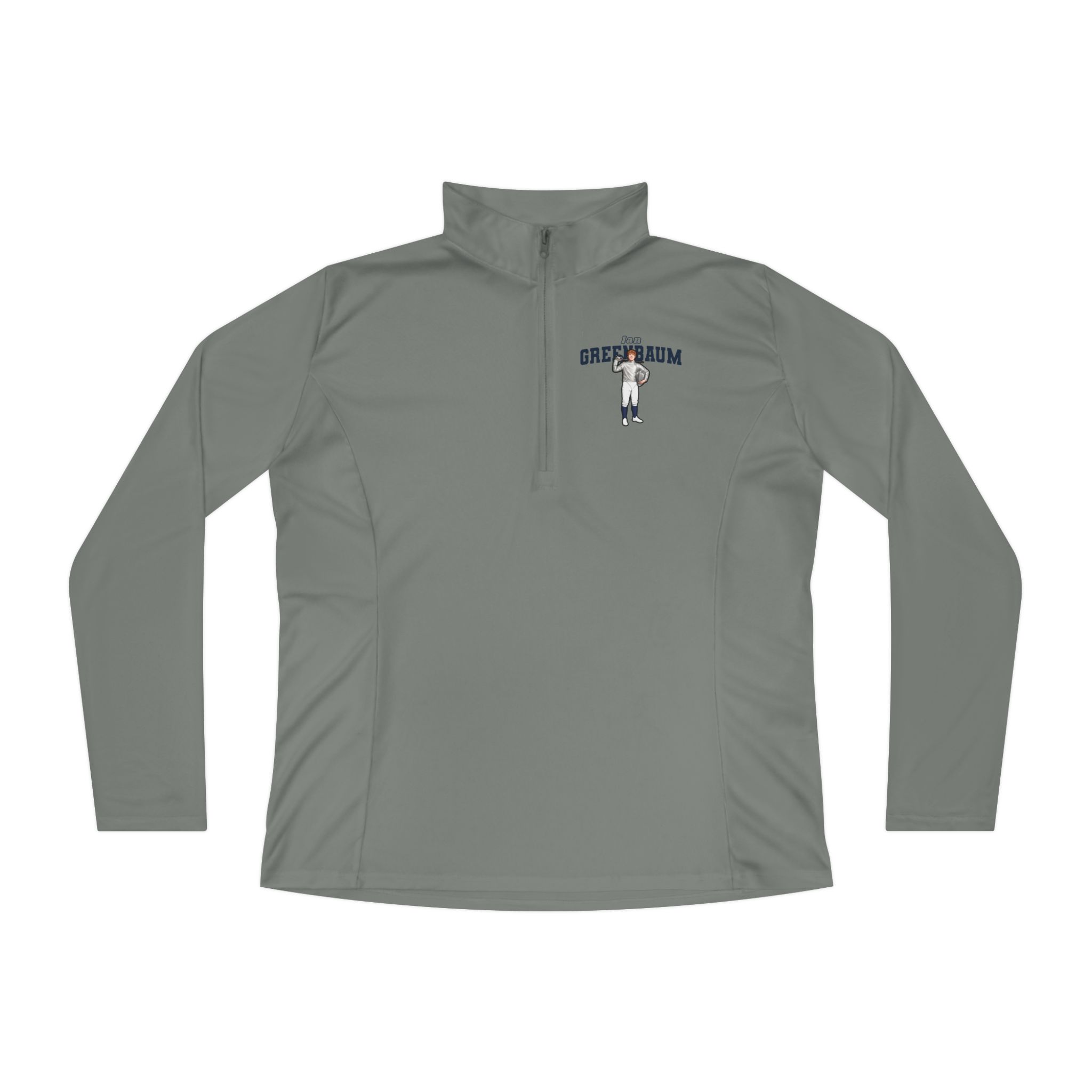 Women's Q-Zip Pullover — character_name_arch in Grey