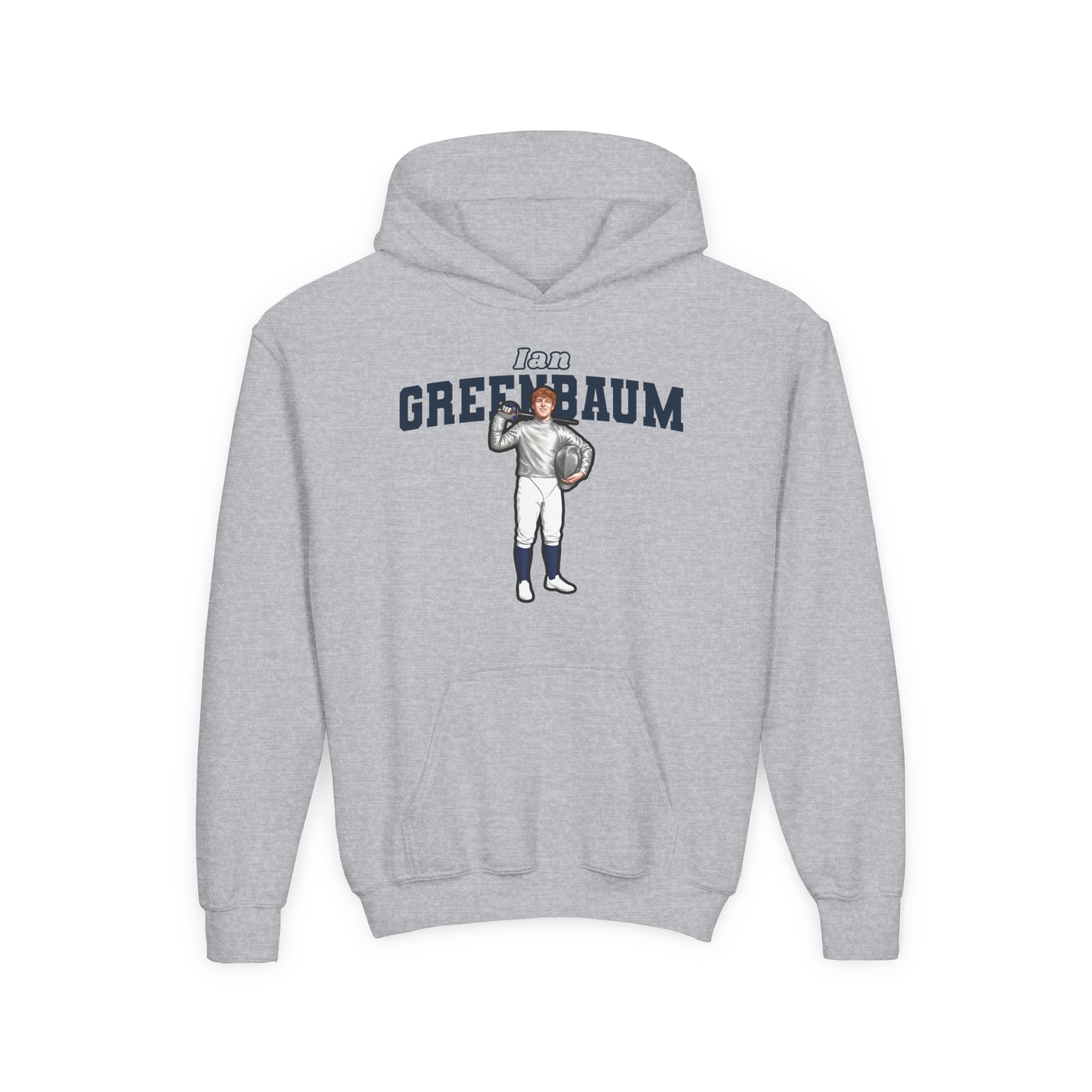 Youth Hoodie — character_name_arch in Grey