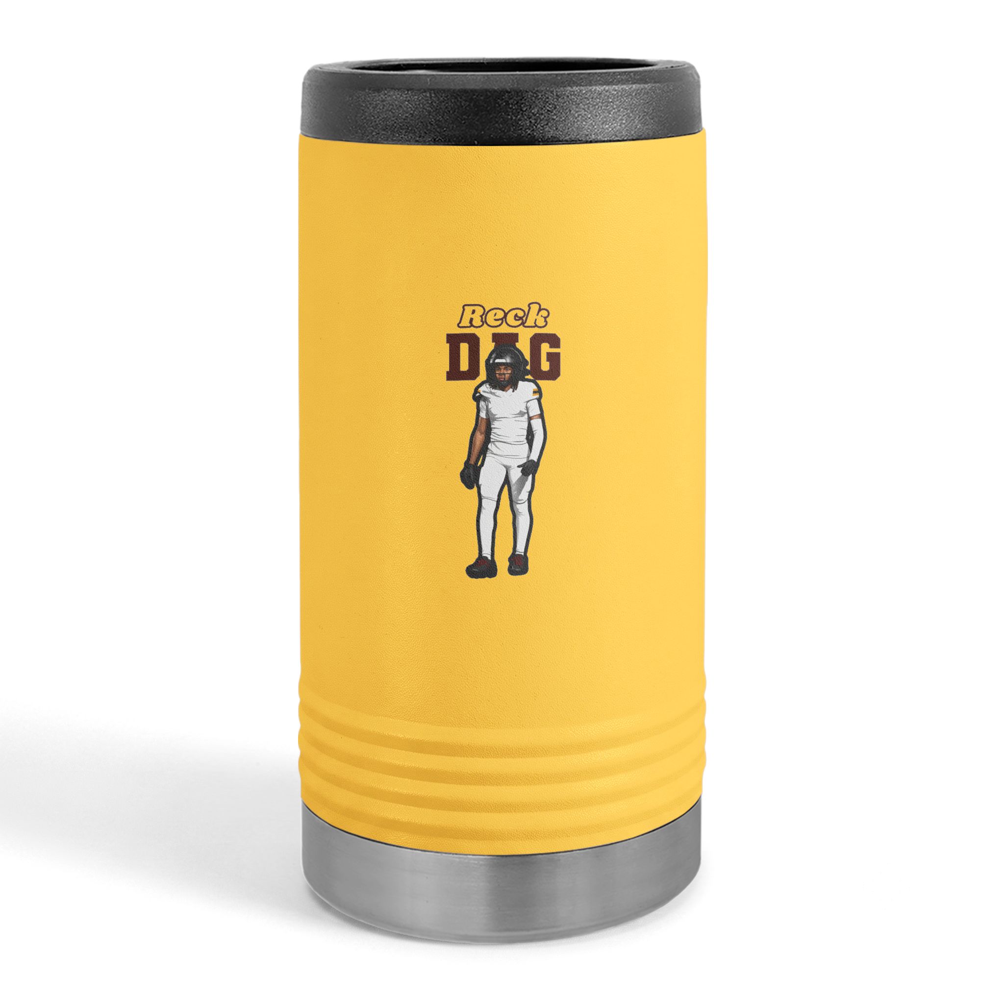 Slim Stainless Can Cooler — character_name_arch in Yellow