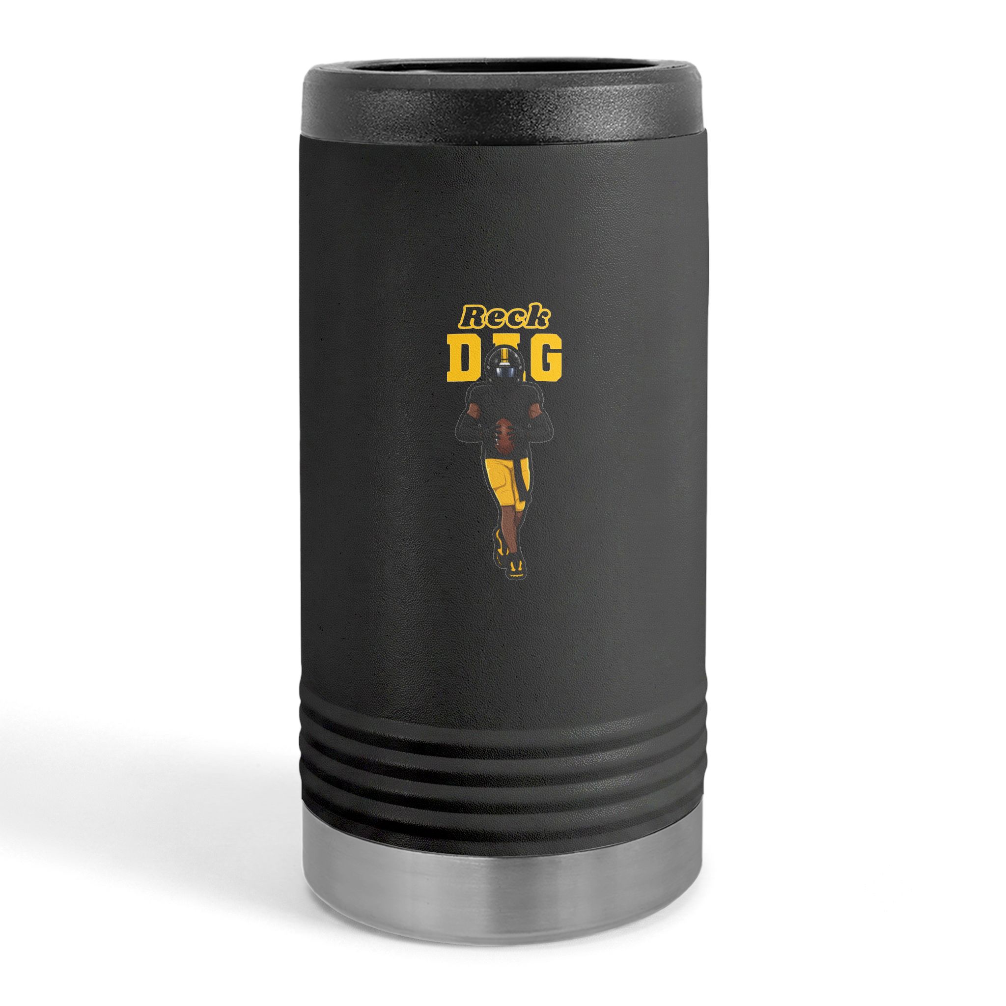 Slim Stainless Can Cooler — character_name_arch in Black