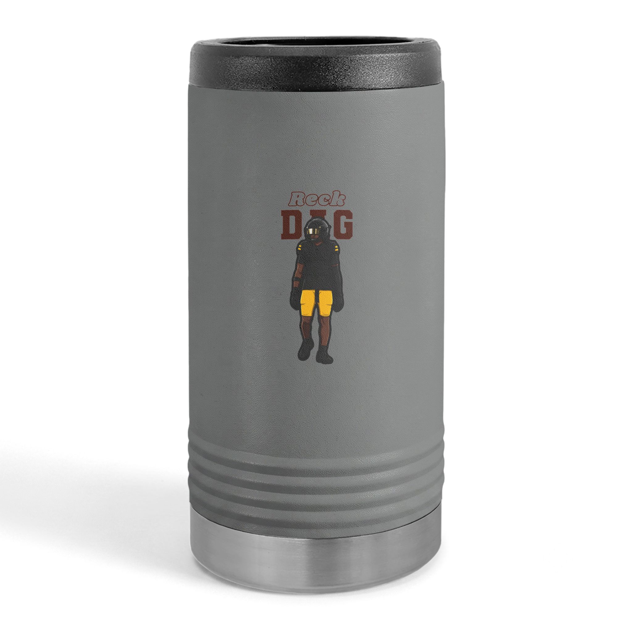 Slim Stainless Can Cooler — character_name_arch in Grey
