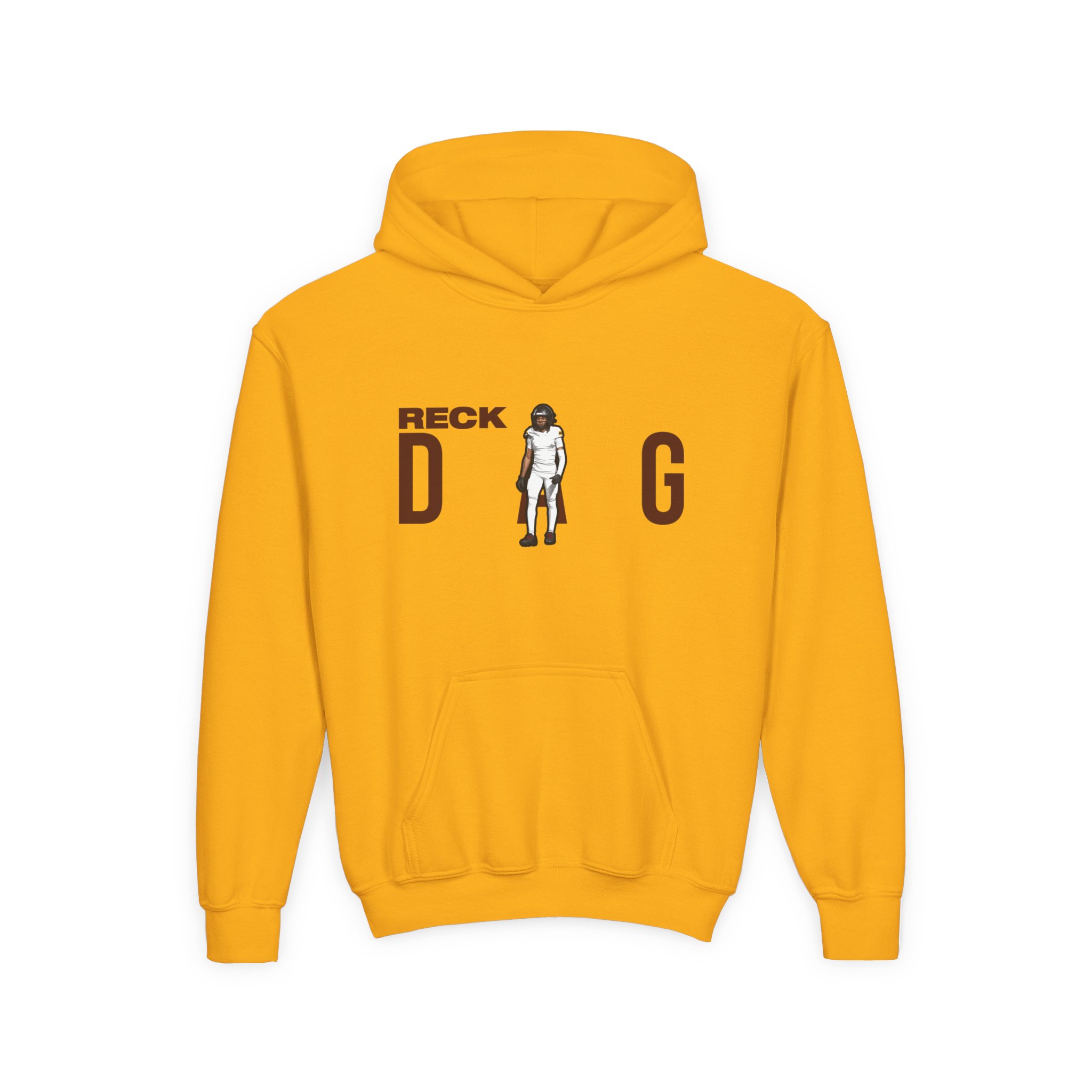 Youth Hoodie — character_player_name in Gold