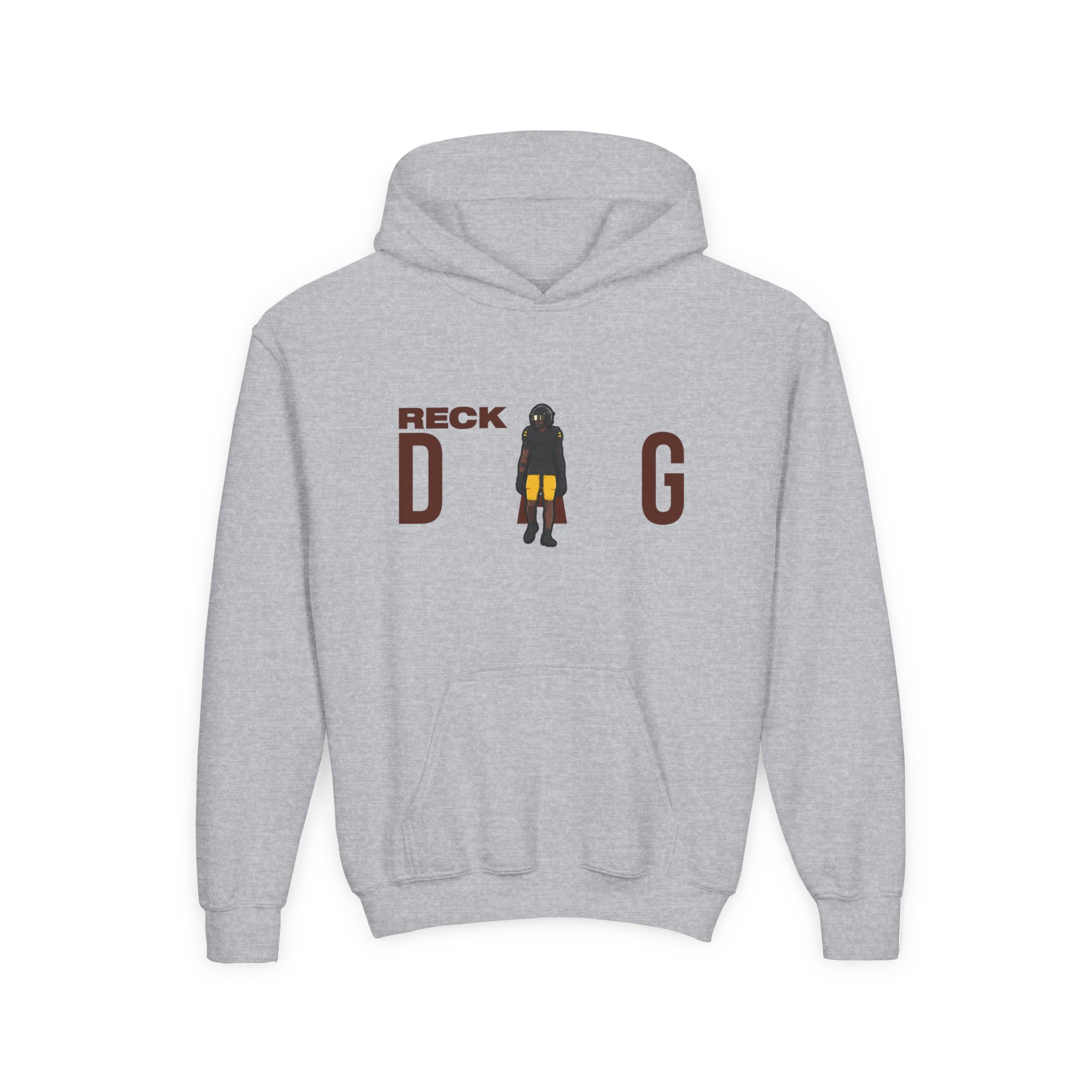 Youth Hoodie — character_player_name in Grey
