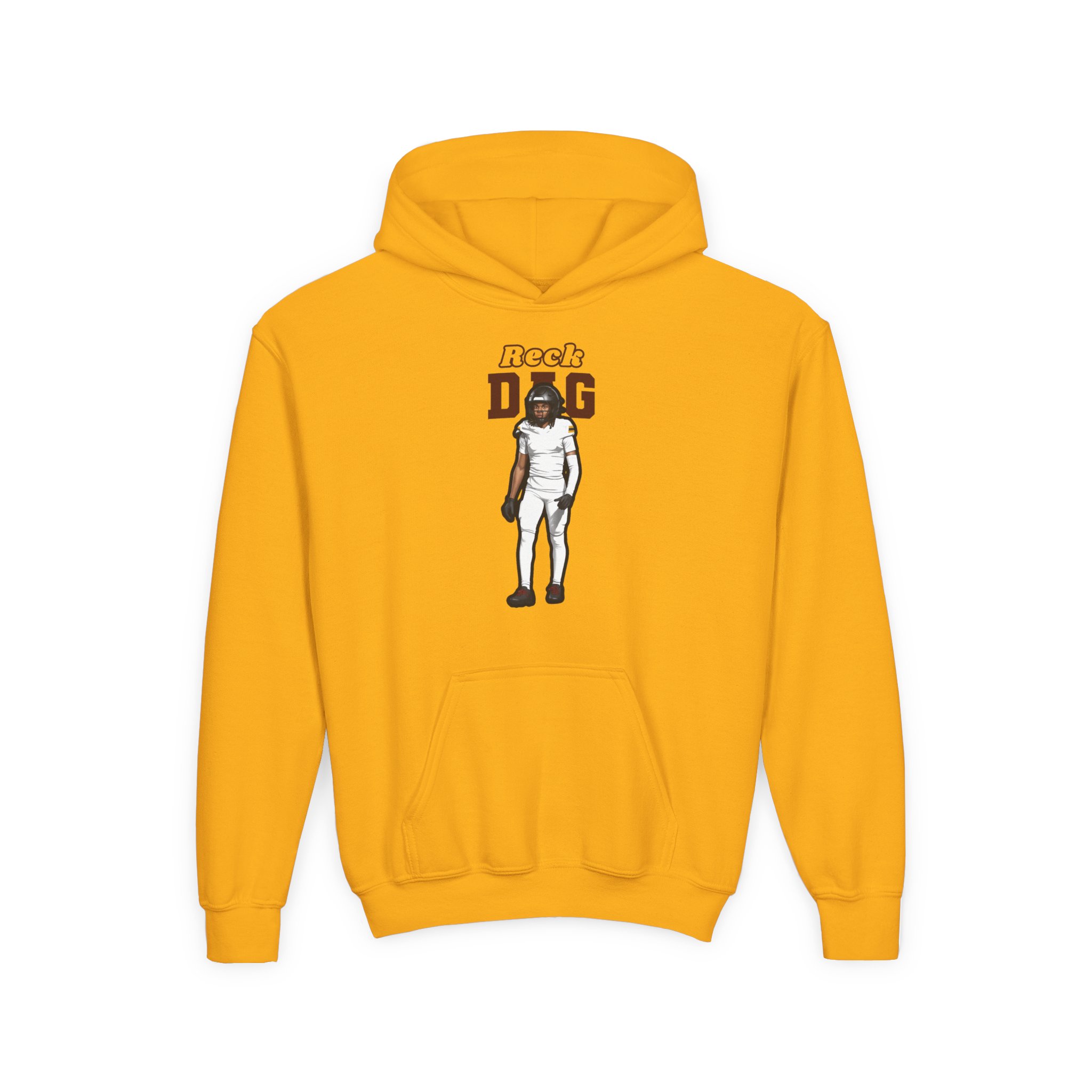 Youth Hoodie — character_name_arch in Gold