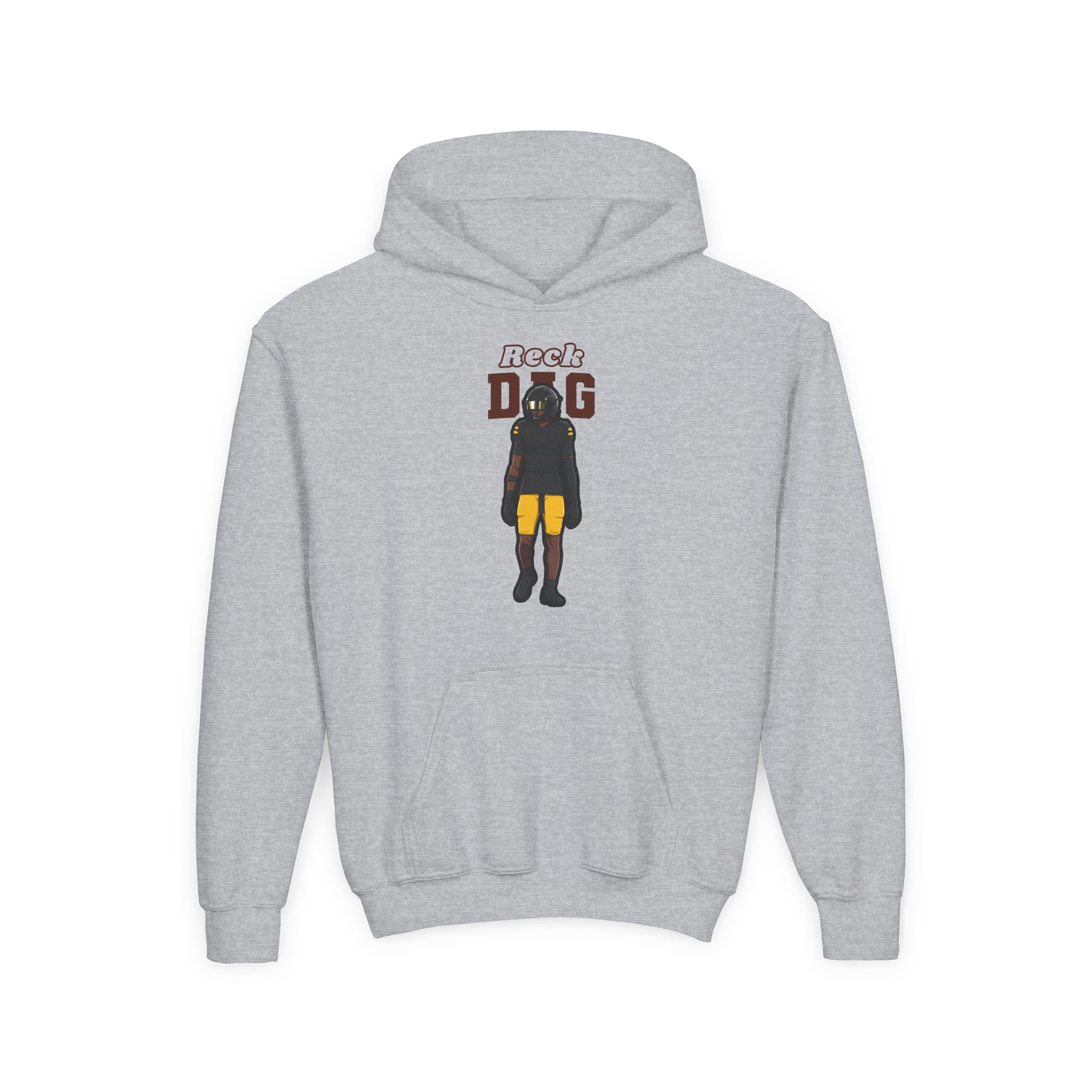 Youth Hoodie — character_name_arch in Grey