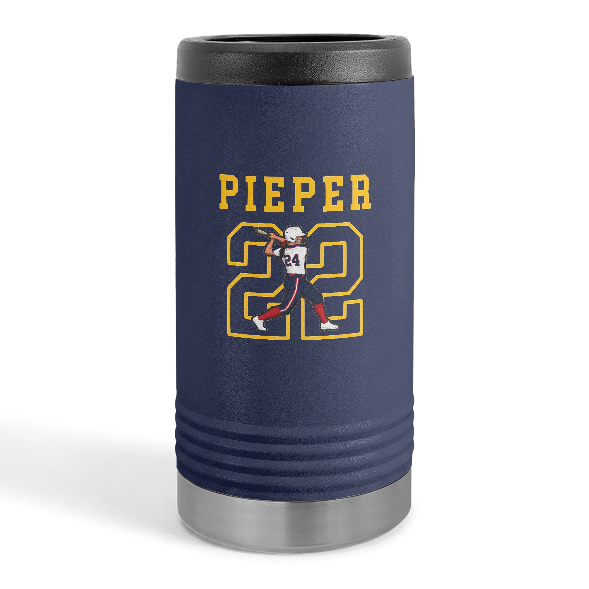 Slim Stainless Can Cooler — character_shirsey in Navy