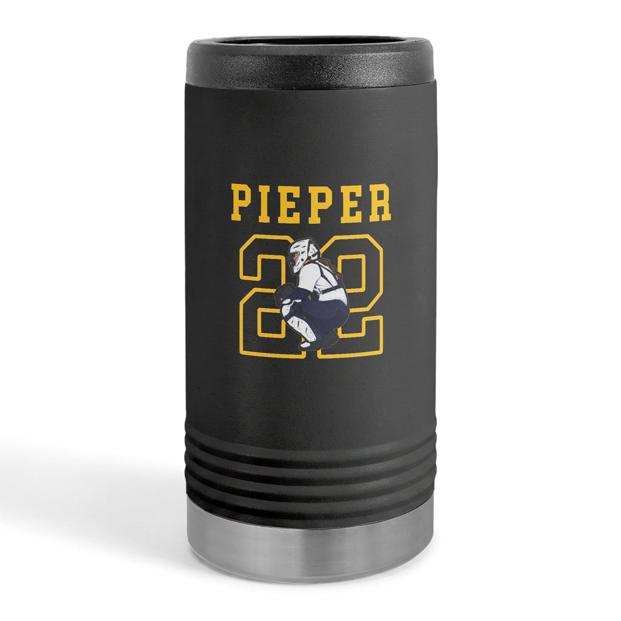 Slim Stainless Can Cooler — character_shirsey in Black