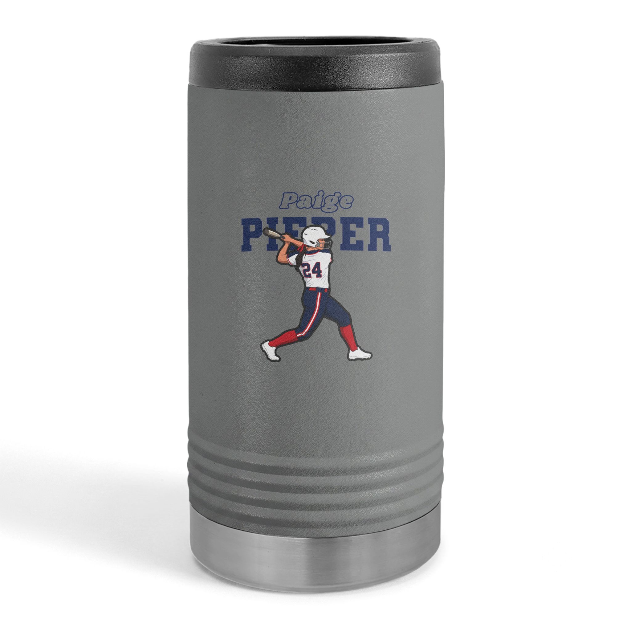 Slim Stainless Can Cooler — character_name_arch in Grey