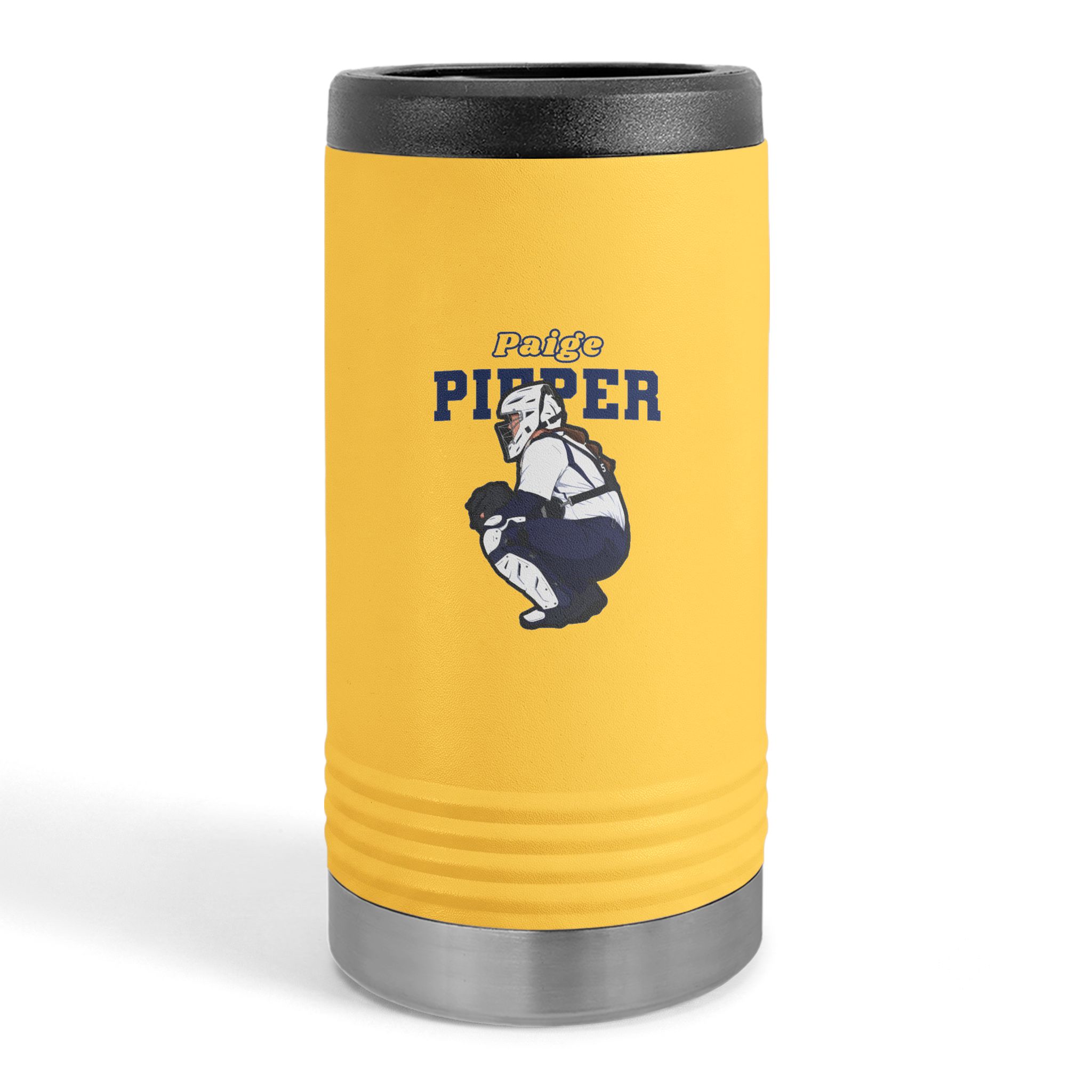 Slim Stainless Can Cooler — character_name_arch in Yellow