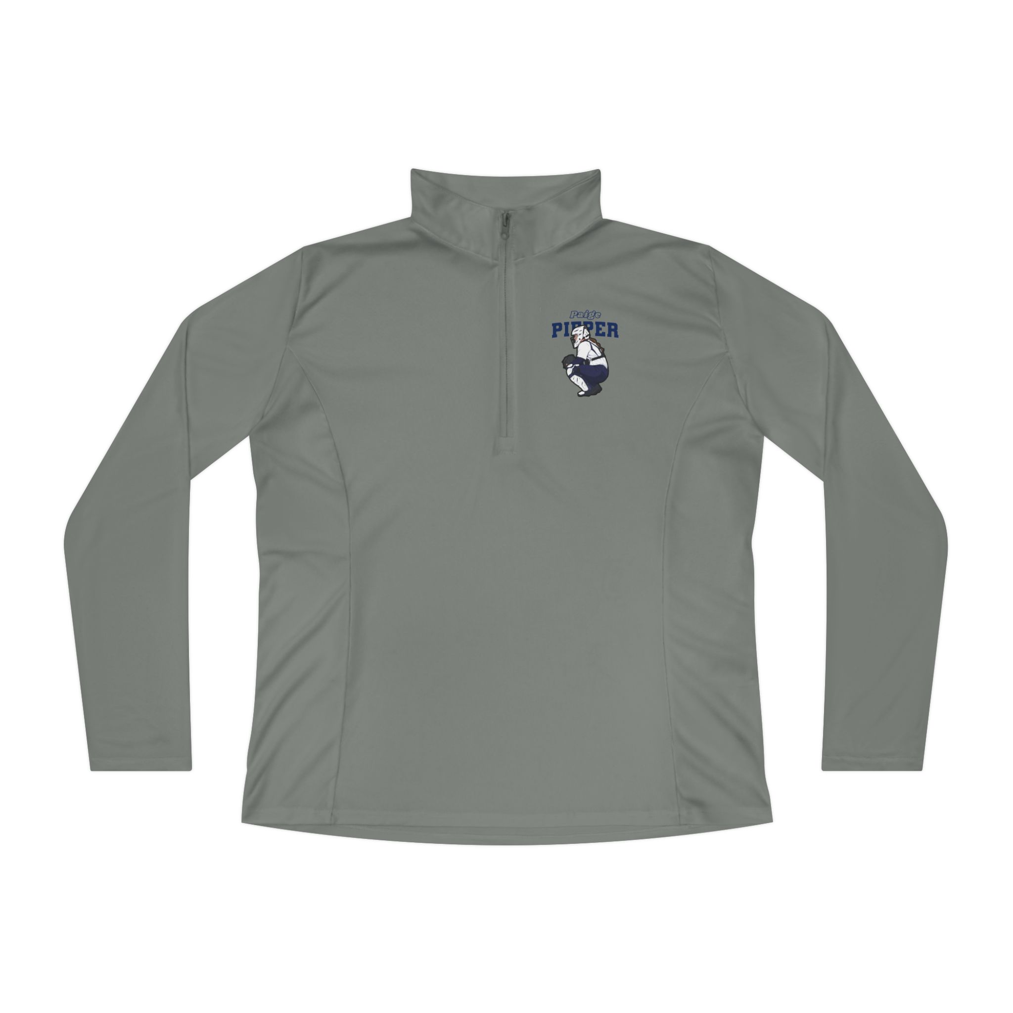 Women's Q-Zip Pullover — character_name_arch in Grey