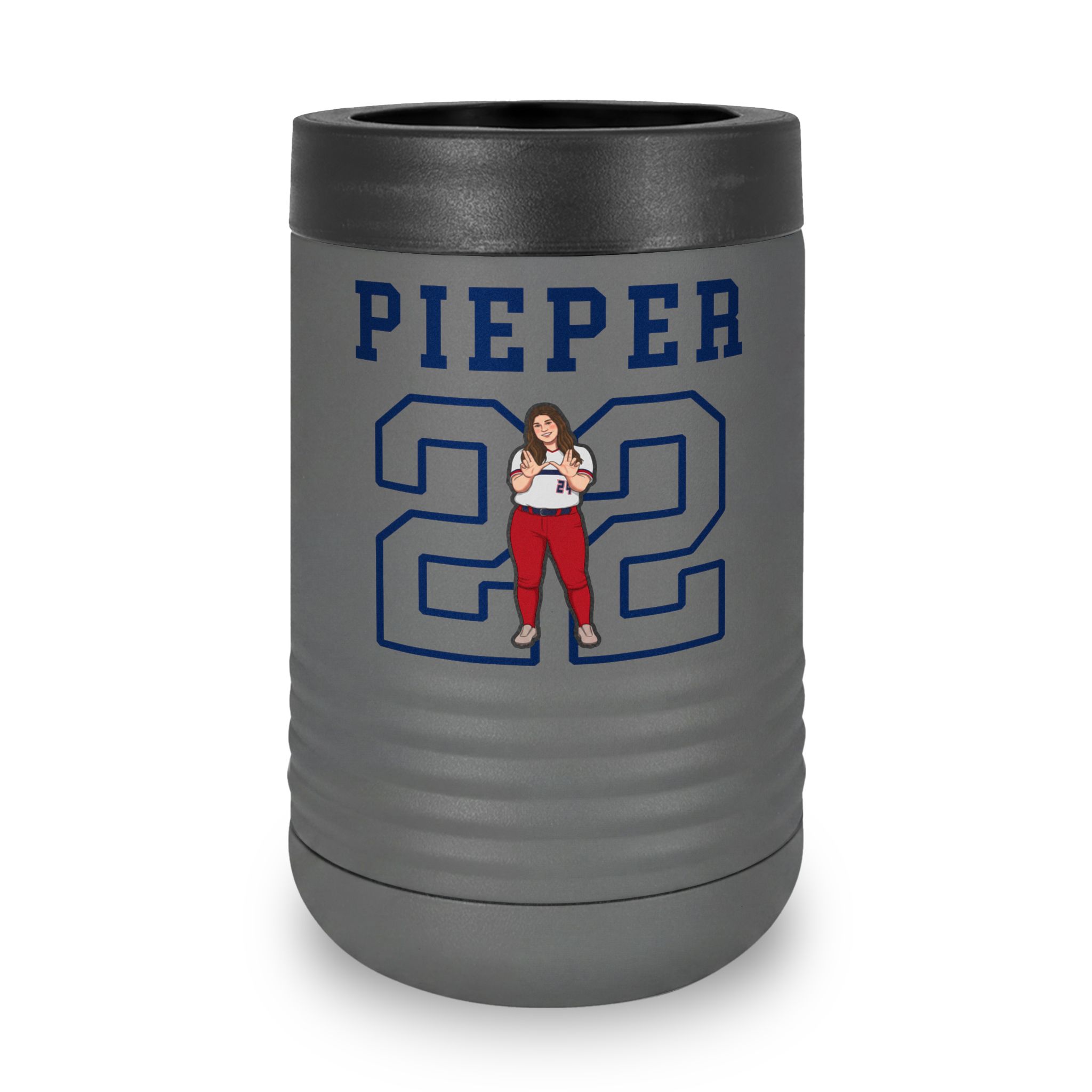 Stainless Can Cooler — character_shirsey in Grey