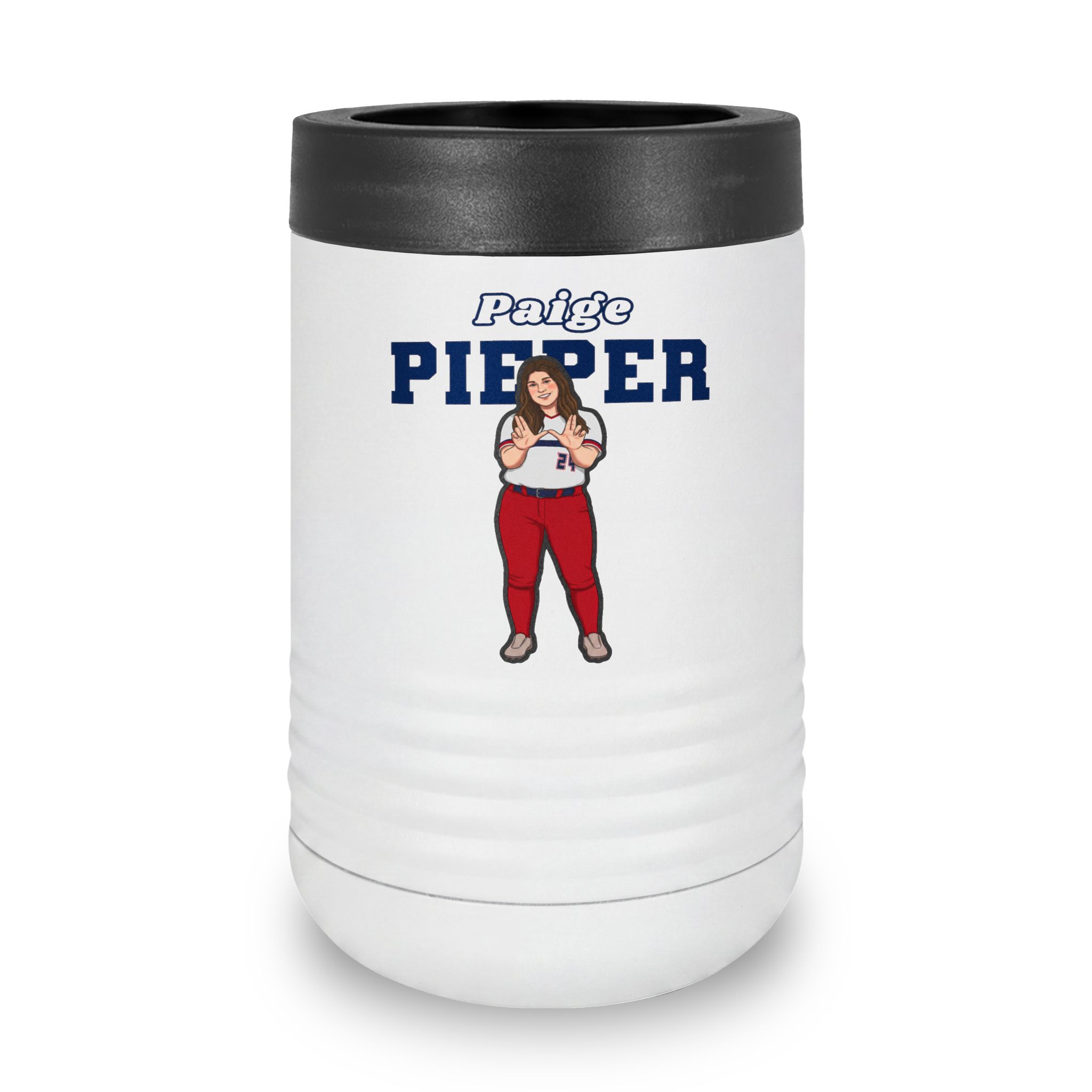 Stainless Can Cooler — character_name_arch in White