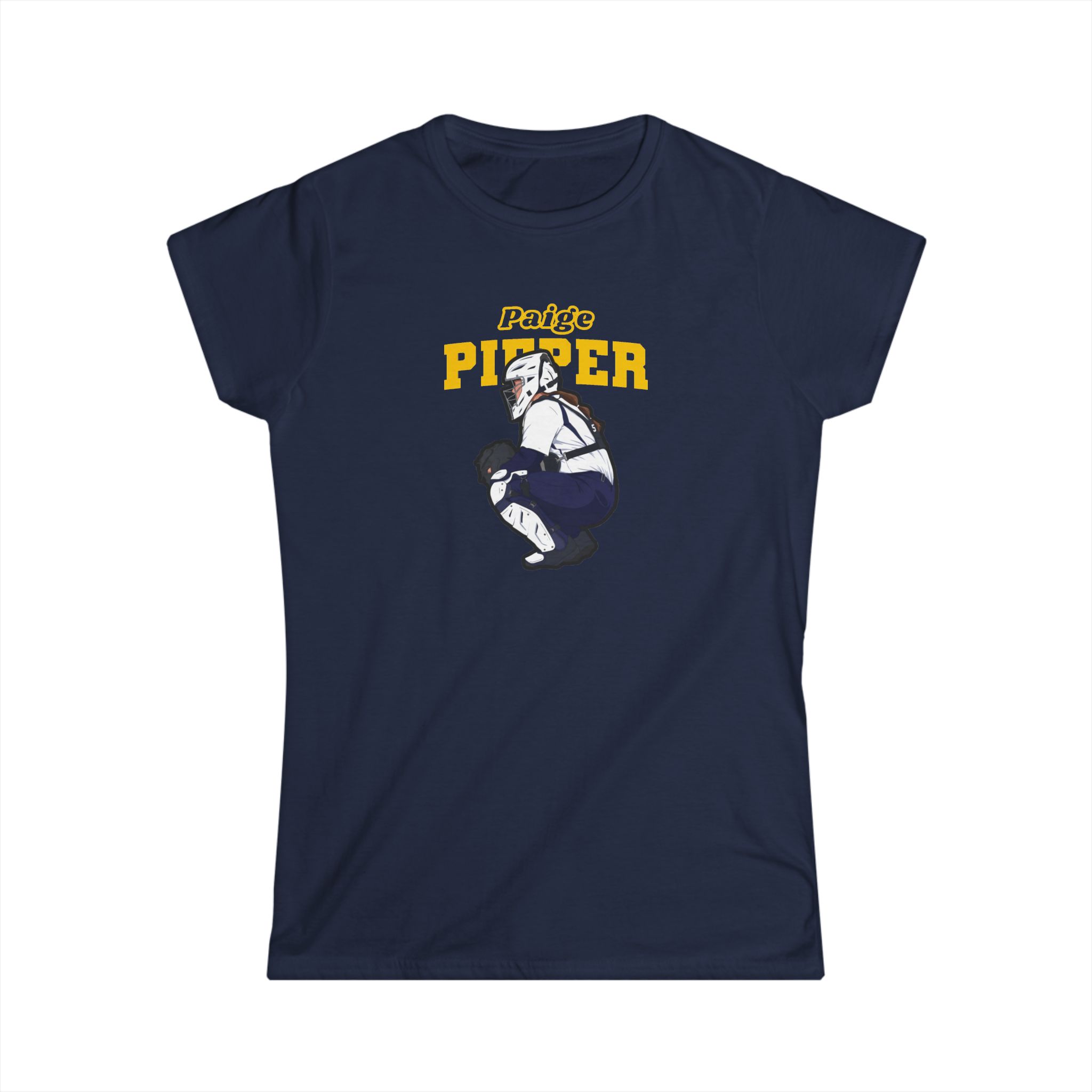 Women's Softstyle Tee — character_name_arch in Navy