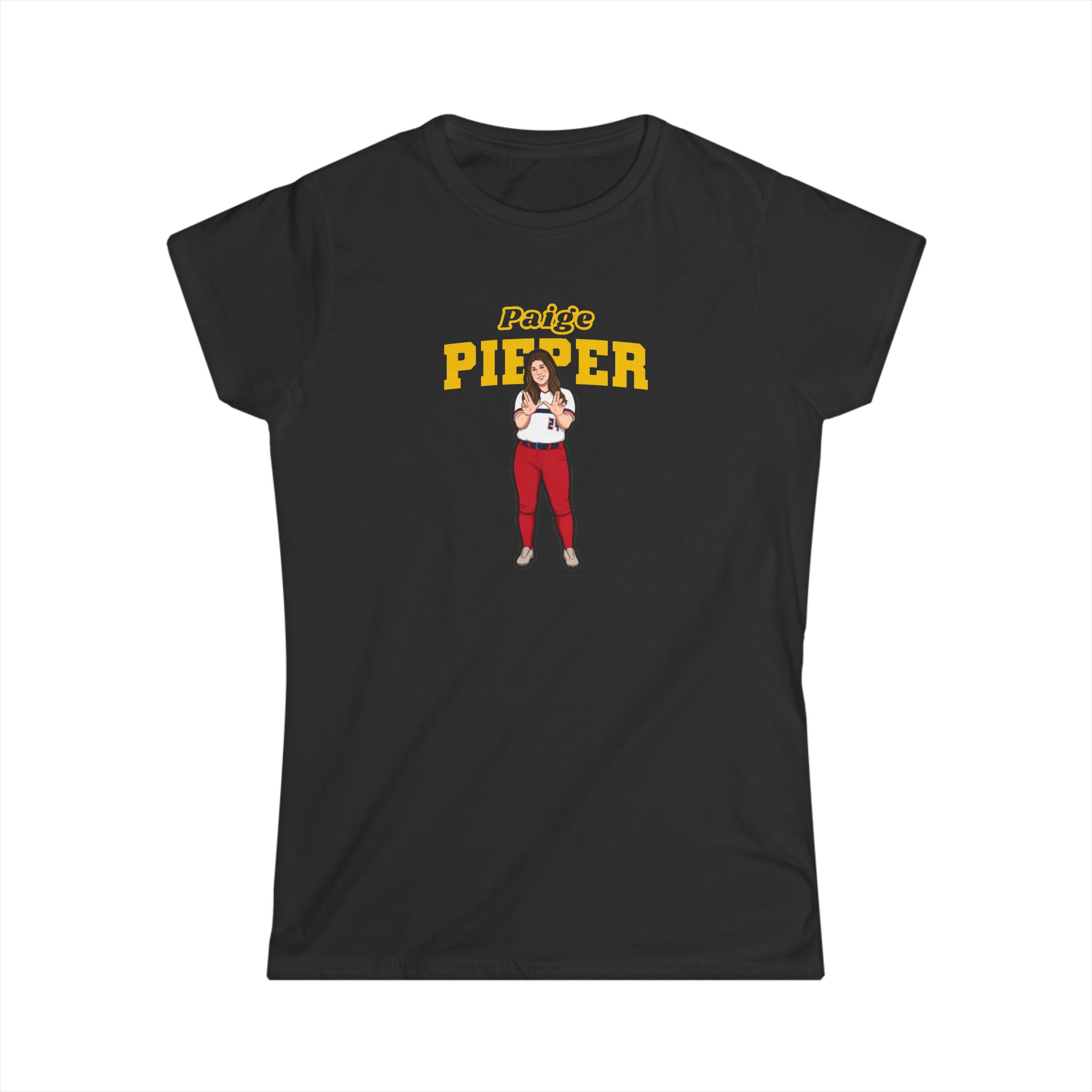Women's Softstyle Tee — character_name_arch in Black