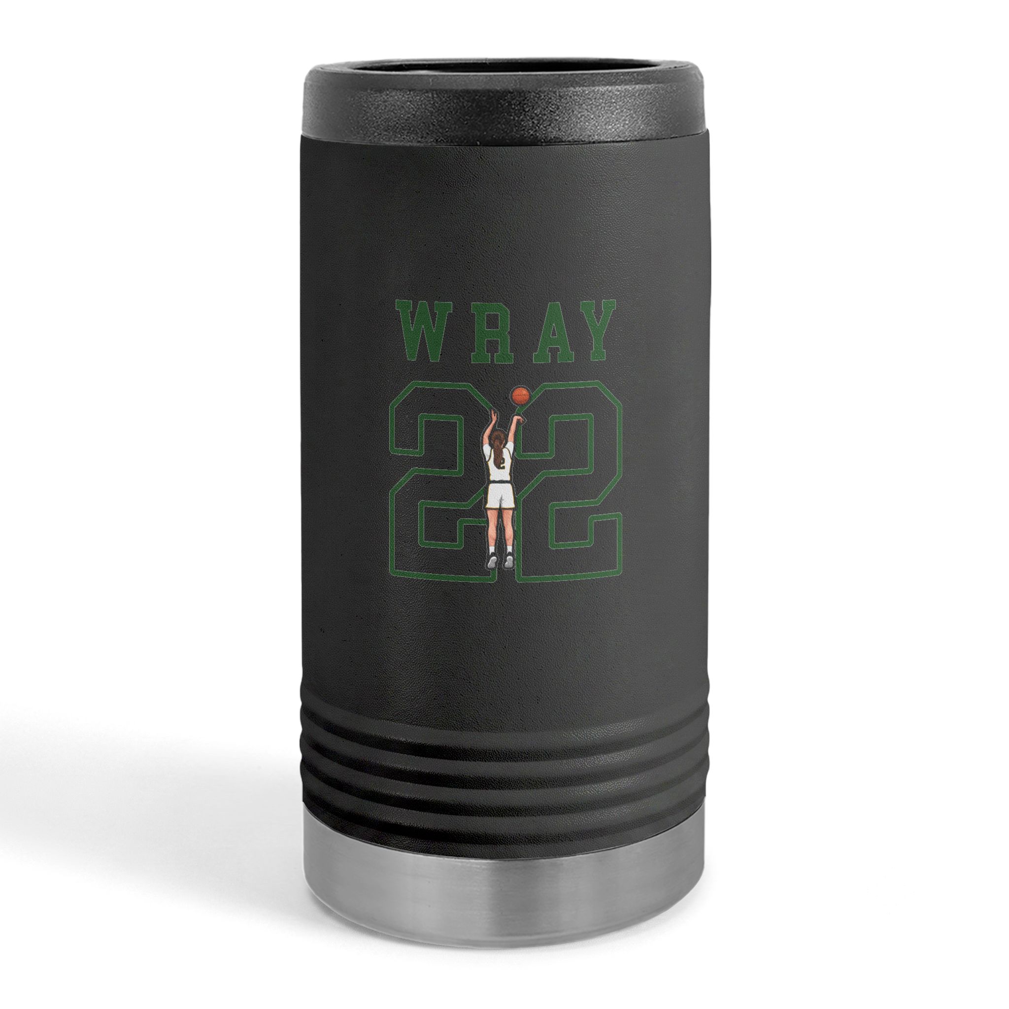 Slim Stainless Can Cooler — character_shirsey in Black