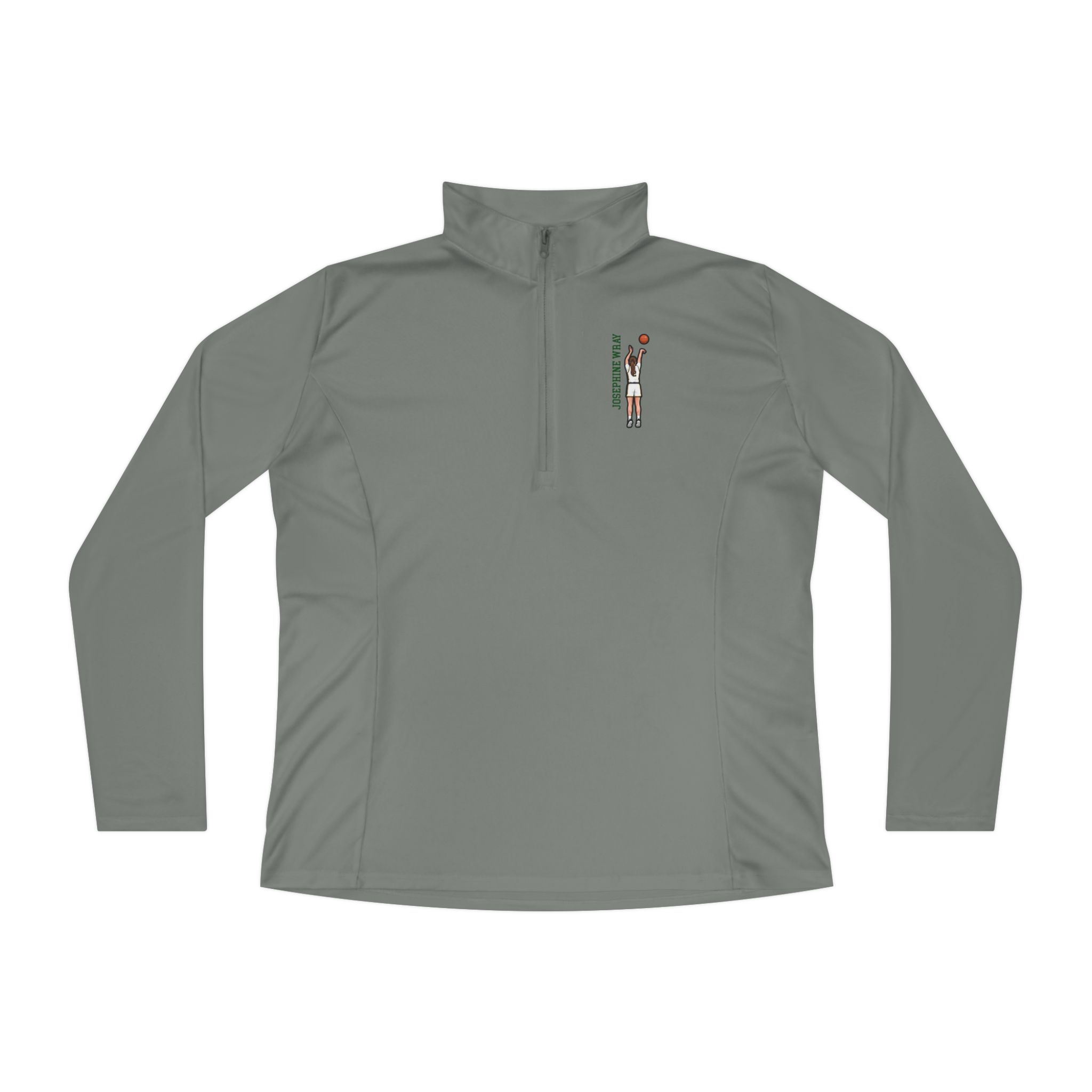 Women's Q-Zip Pullover — character_name_vertical in Grey