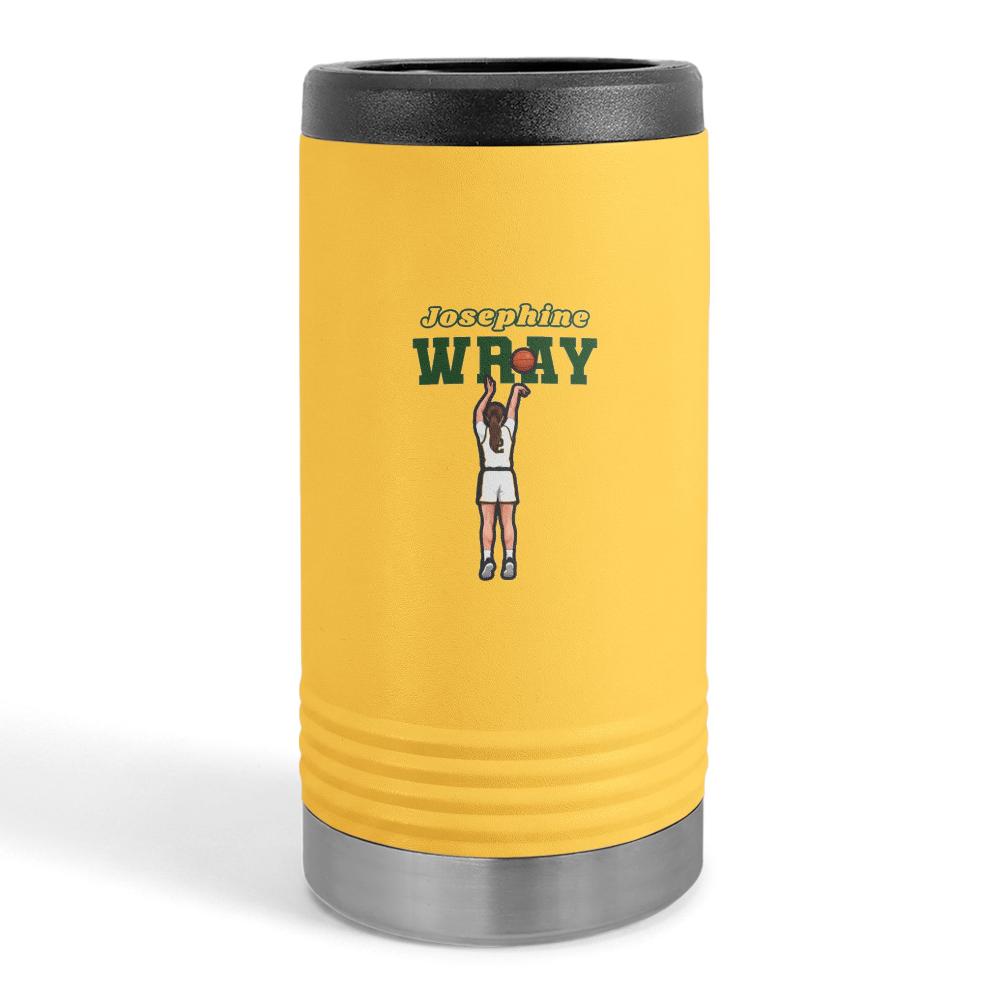 Slim Stainless Can Cooler — character_name_arch in Yellow
